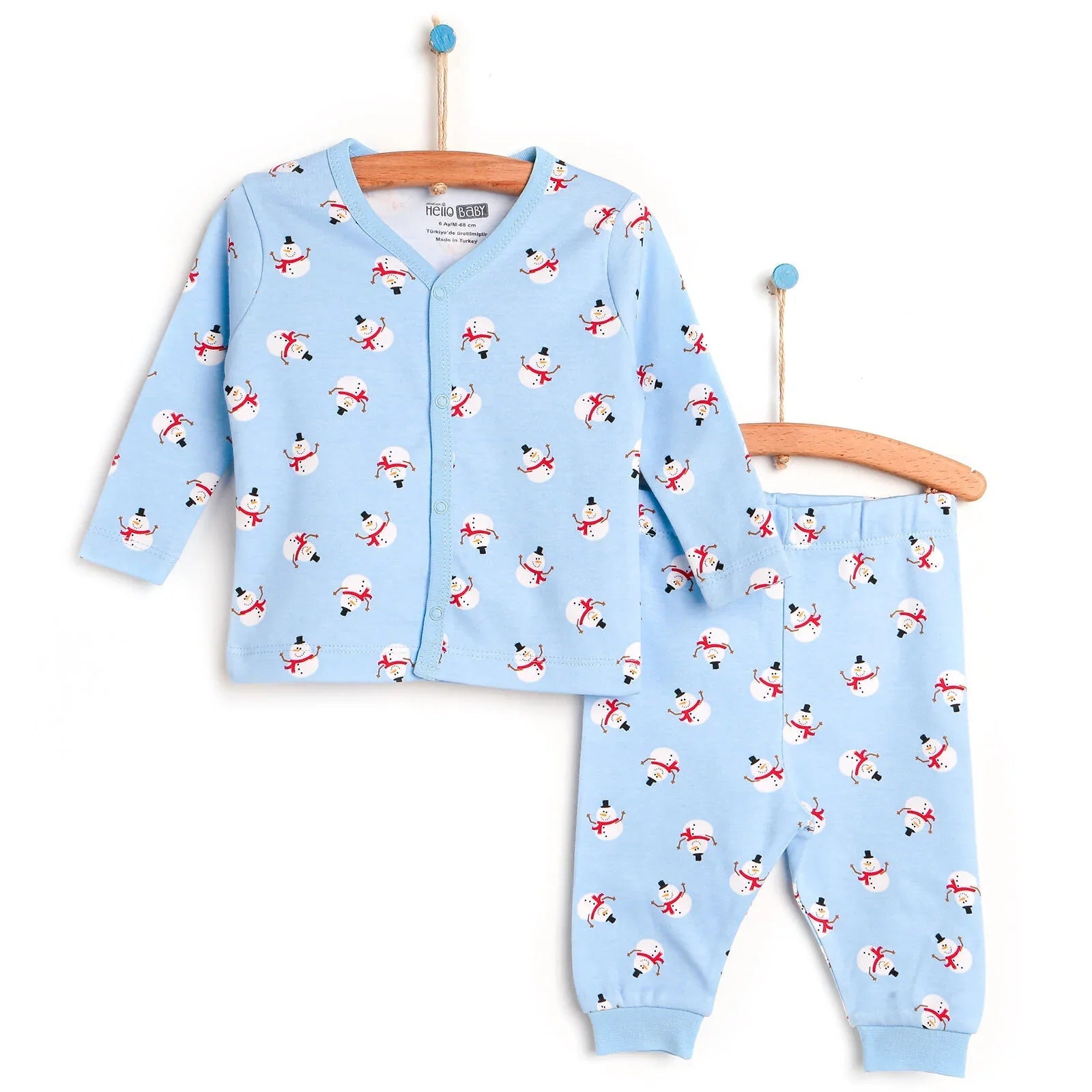 HelloBaby Basic Baby Boy Pyjamas Set - Blue - mezetto ebebek ebebek
