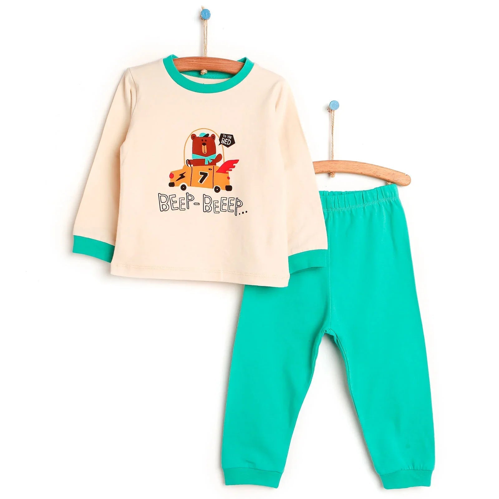 HelloBaby Basic Baby Boy Pyjamas Set - Ecru - mezetto ebebek ebebek