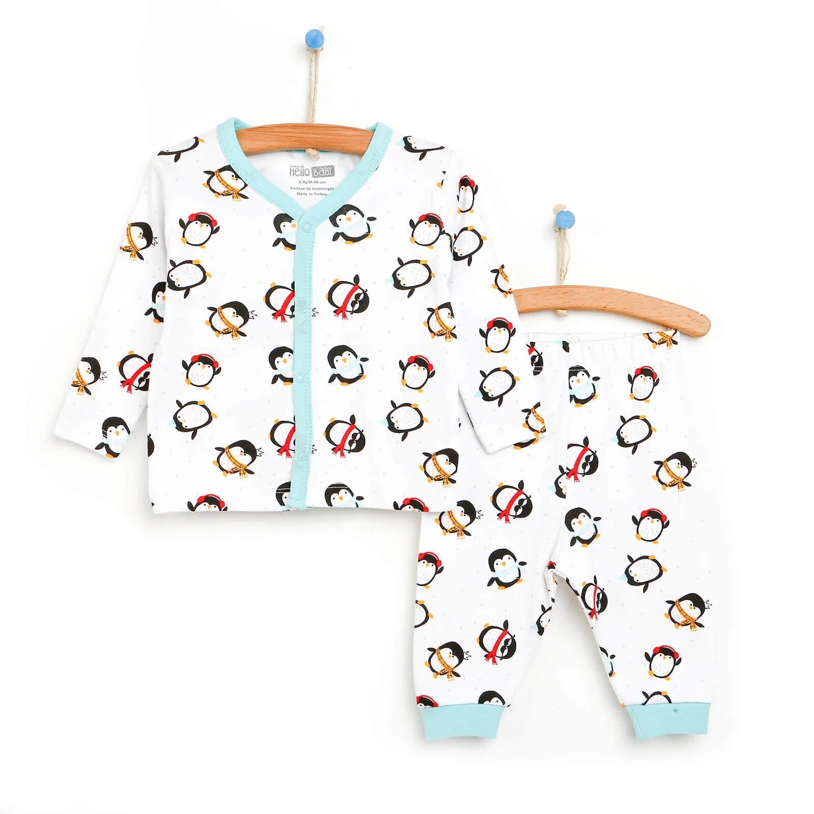 HelloBaby Basic Baby Boy Pyjamas Set - White - mezetto ebebek ebebek
