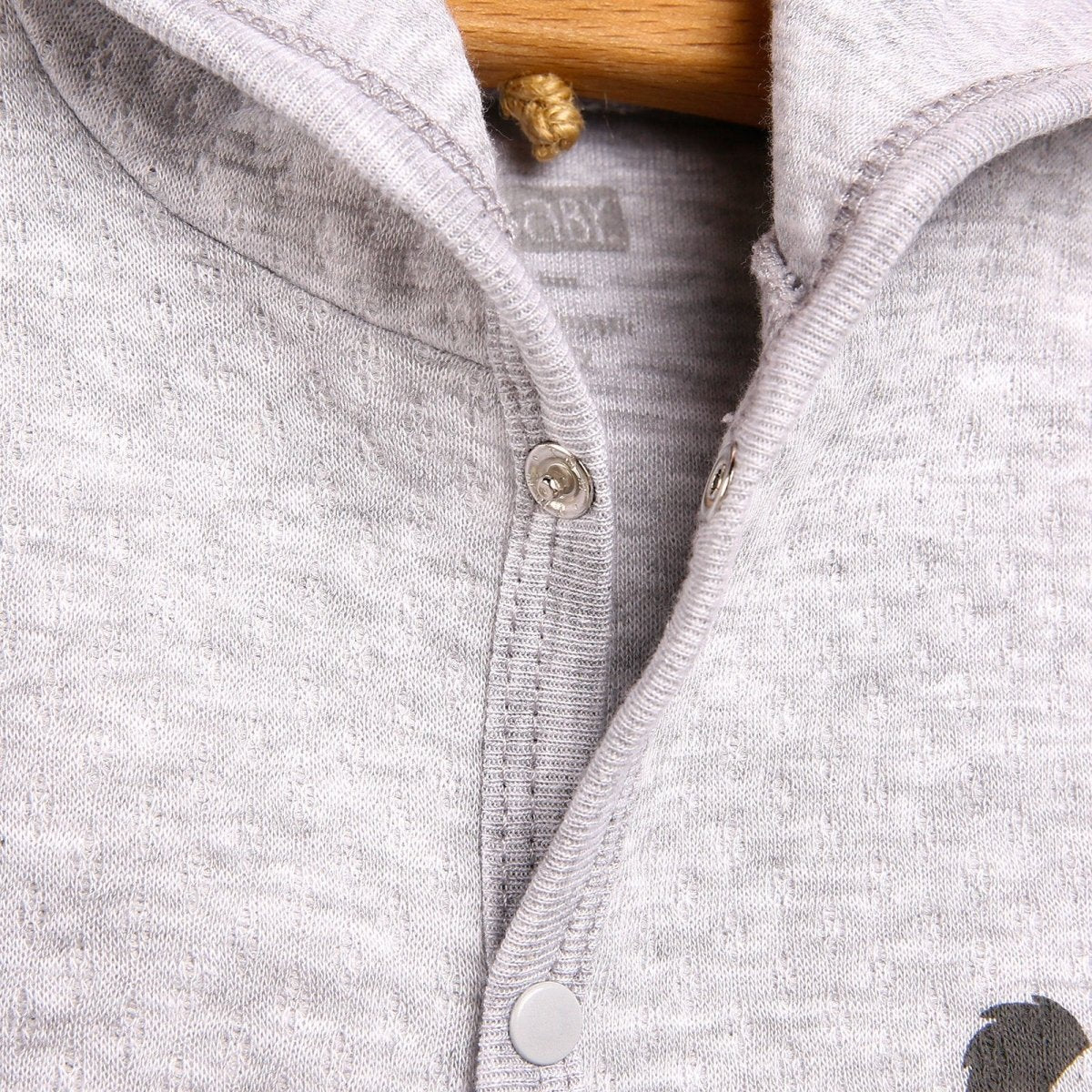 HelloBaby Basic Baby Boy Quilted Hooded - Grey Melange - mezetto ebebek ebebek