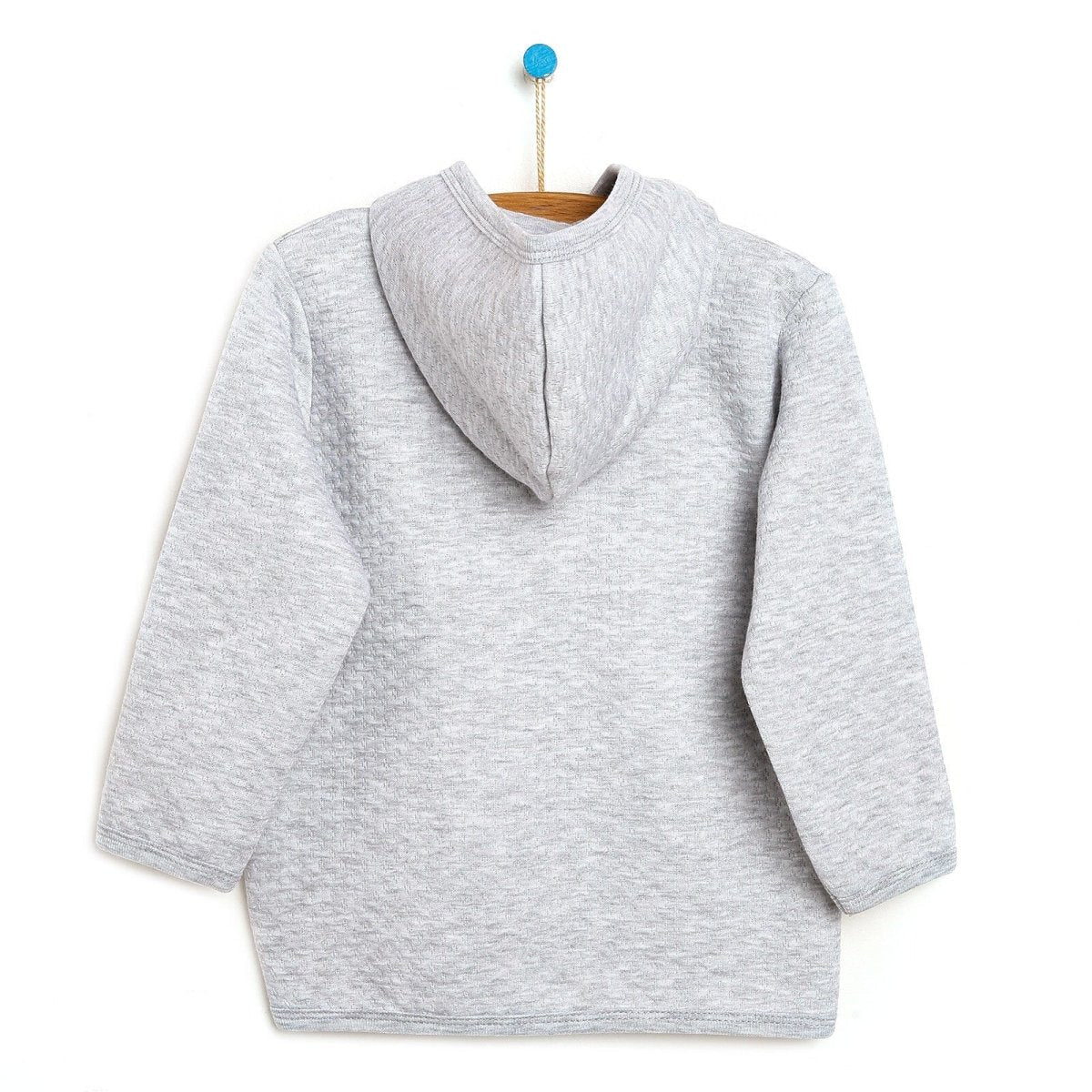 HelloBaby Basic Baby Boy Quilted Hooded - Grey Melange - mezetto ebebek ebebek