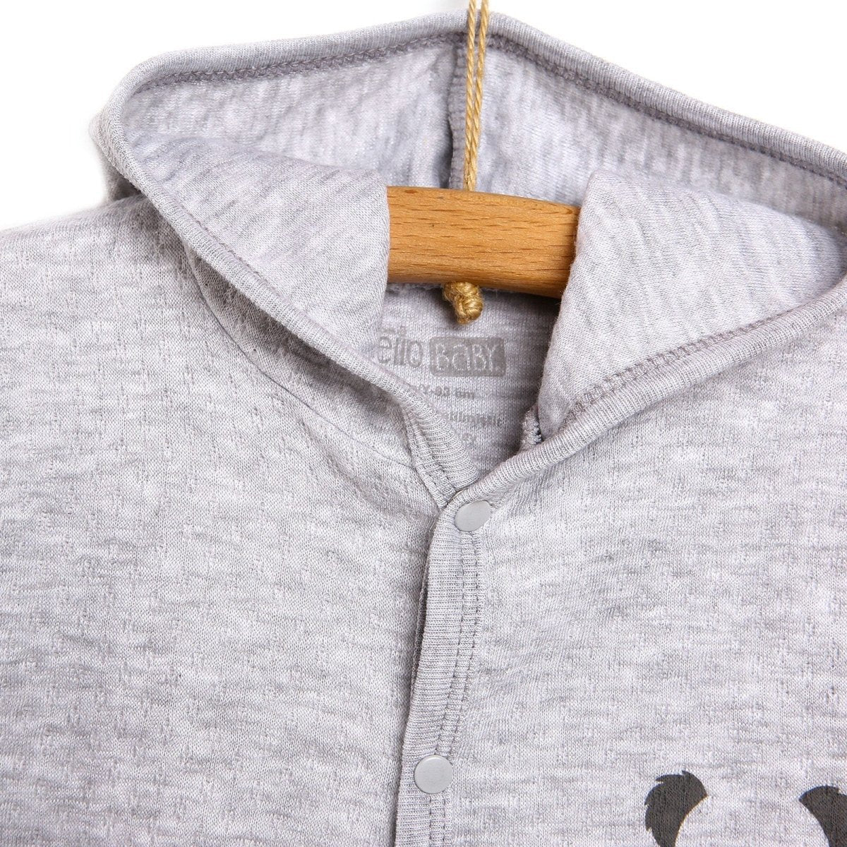 HelloBaby Basic Baby Boy Quilted Hooded - Grey Melange - mezetto ebebek ebebek