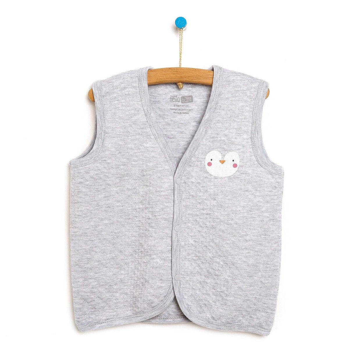 HelloBaby Basic Baby Boy Quilted Vest - Grey Melange - mezetto ebebek ebebek