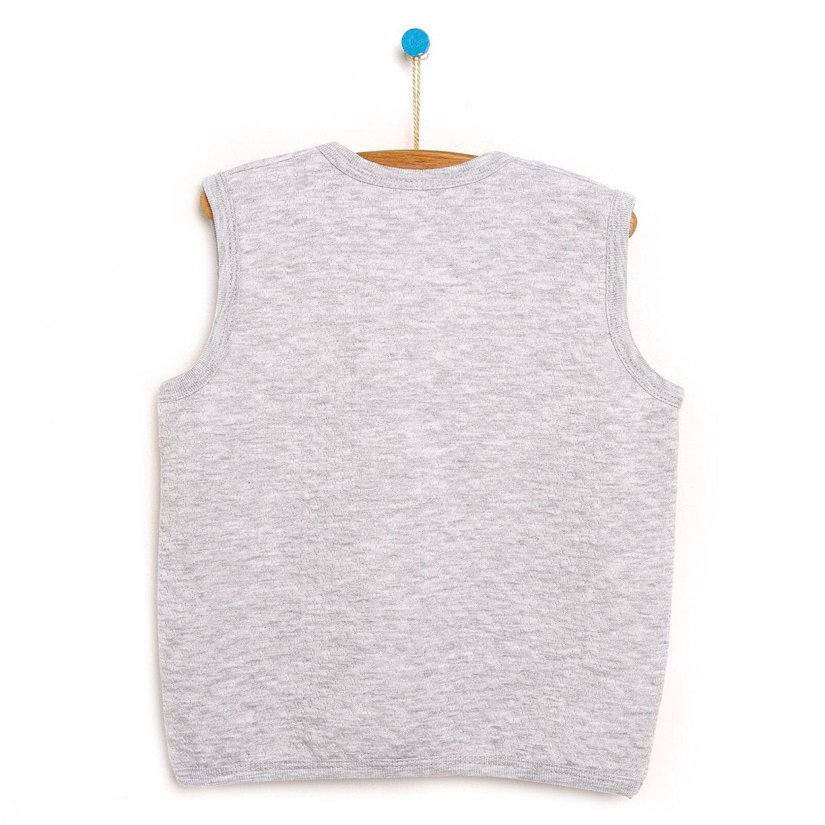 HelloBaby Basic Baby Boy Quilted Vest - Grey Melange - mezetto ebebek ebebek