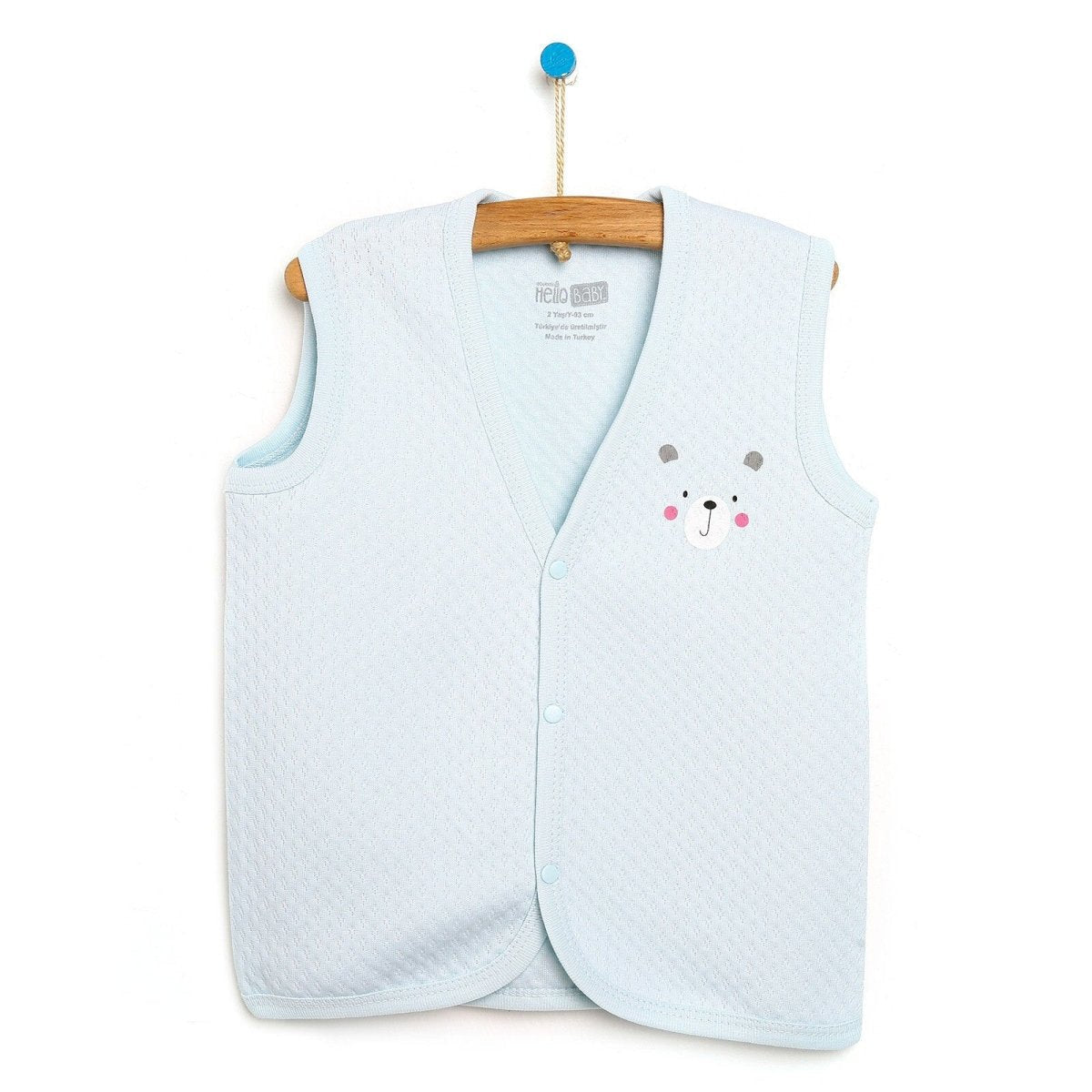 HelloBaby Basic Baby Boy Quilted Vest - Light Blue - mezetto ebebek ebebek