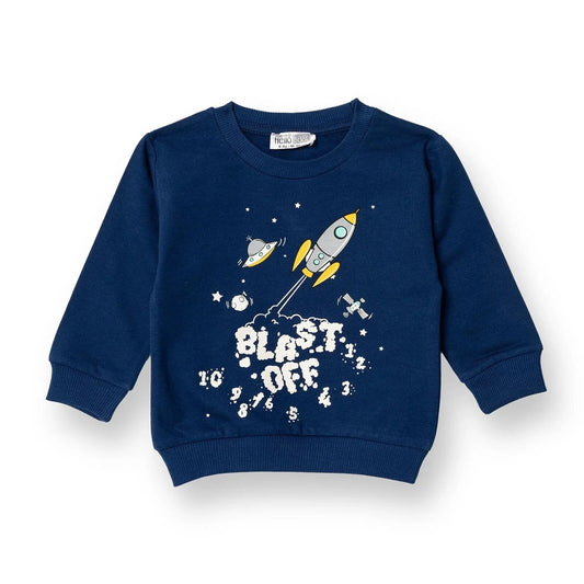 HelloBaby Basic Baby Boy Sweatshirt - Navy Blue - mezetto ebebek ebebek