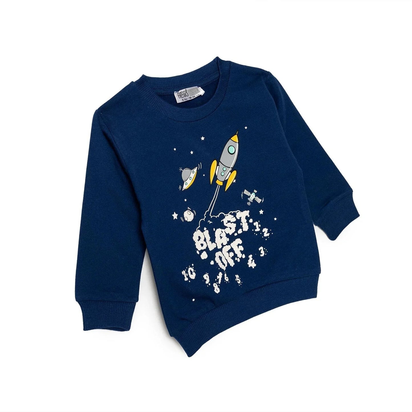 HelloBaby Basic Baby Boy Sweatshirt - Navy Blue - mezetto ebebek ebebek