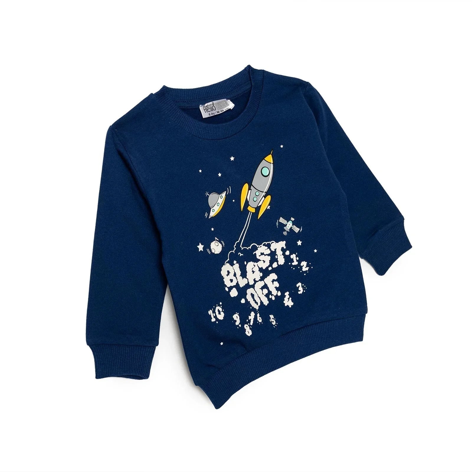 HelloBaby Basic Baby Boy Sweatshirt - Navy Blue - mezetto ebebek ebebek