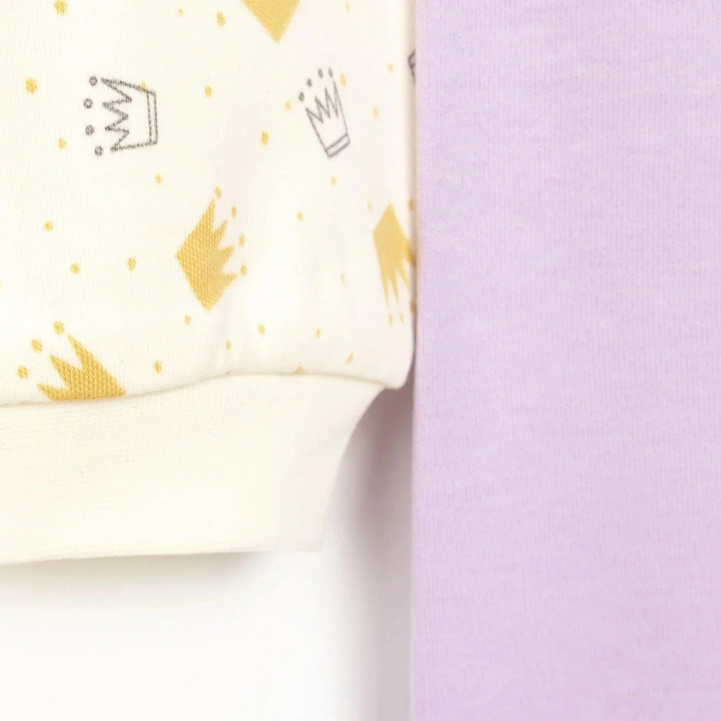 HelloBaby Basic Baby Girl Crown Printed Footless Bottom 2 pcs - Lilac - mezetto ebebek ebebek