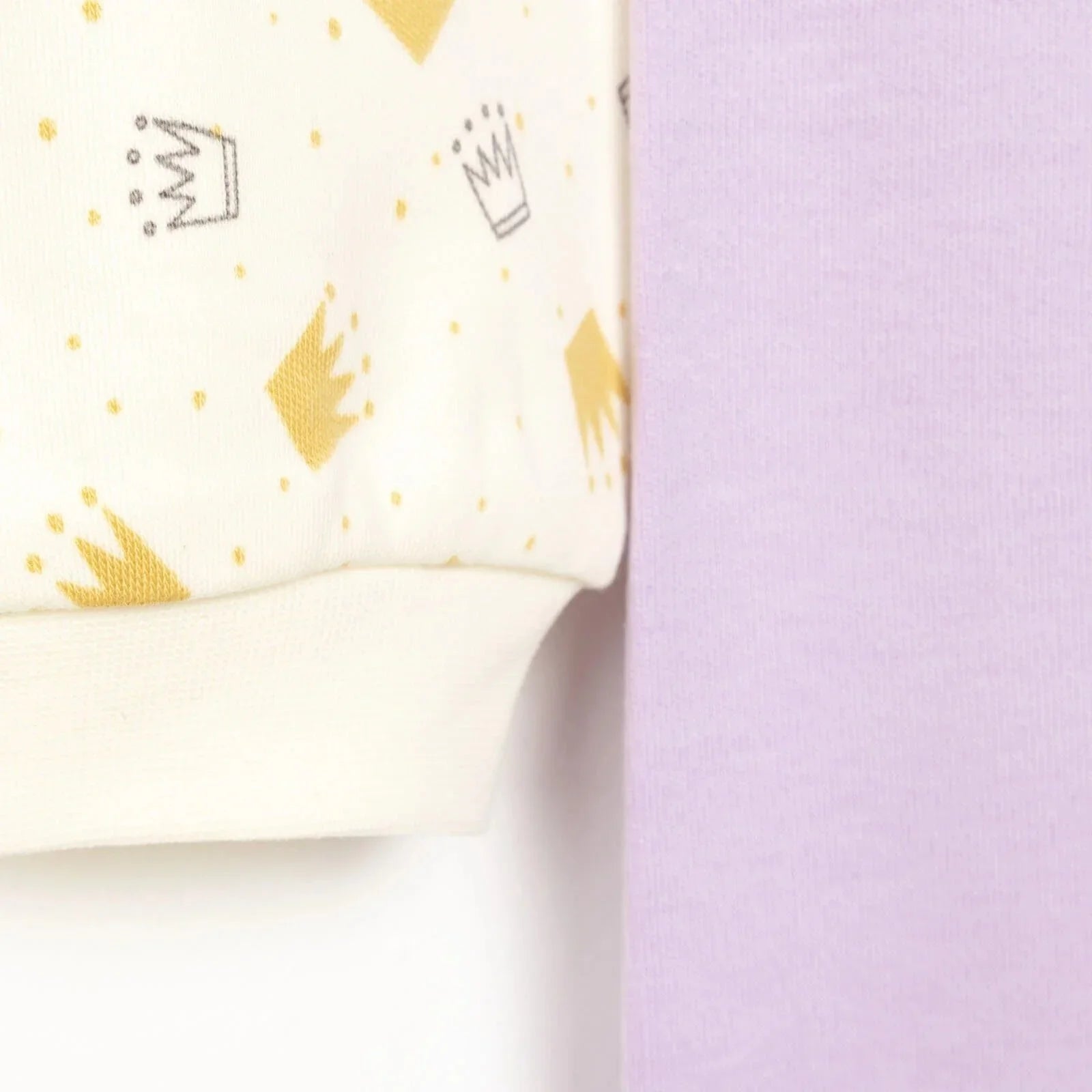 HelloBaby Basic Baby Girl Crown Printed Footless Bottom 2 pcs - Lilac - mezetto ebebek ebebek