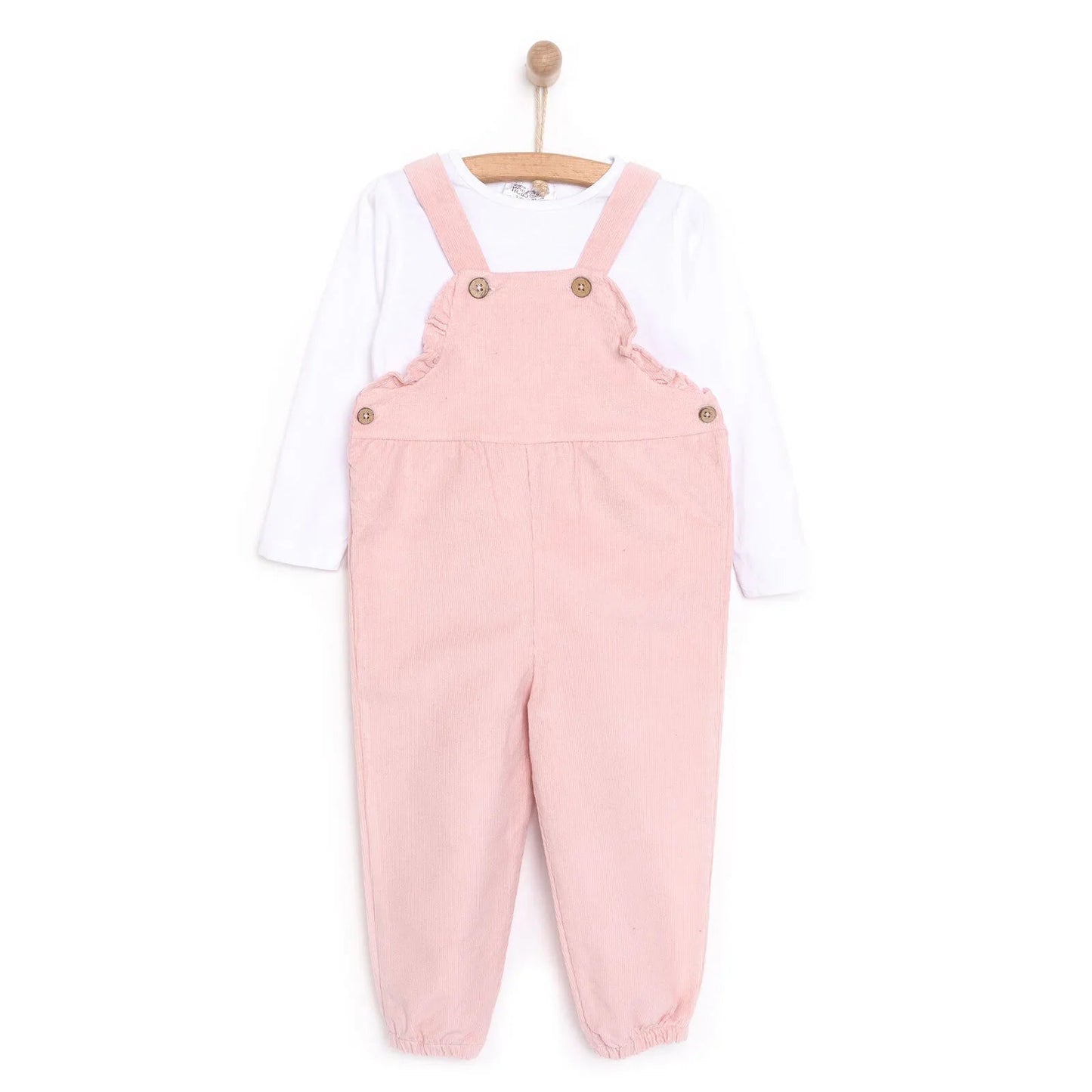 HelloBaby Basic Baby Girl Dungaree - Powder - mezetto ebebek ebebek