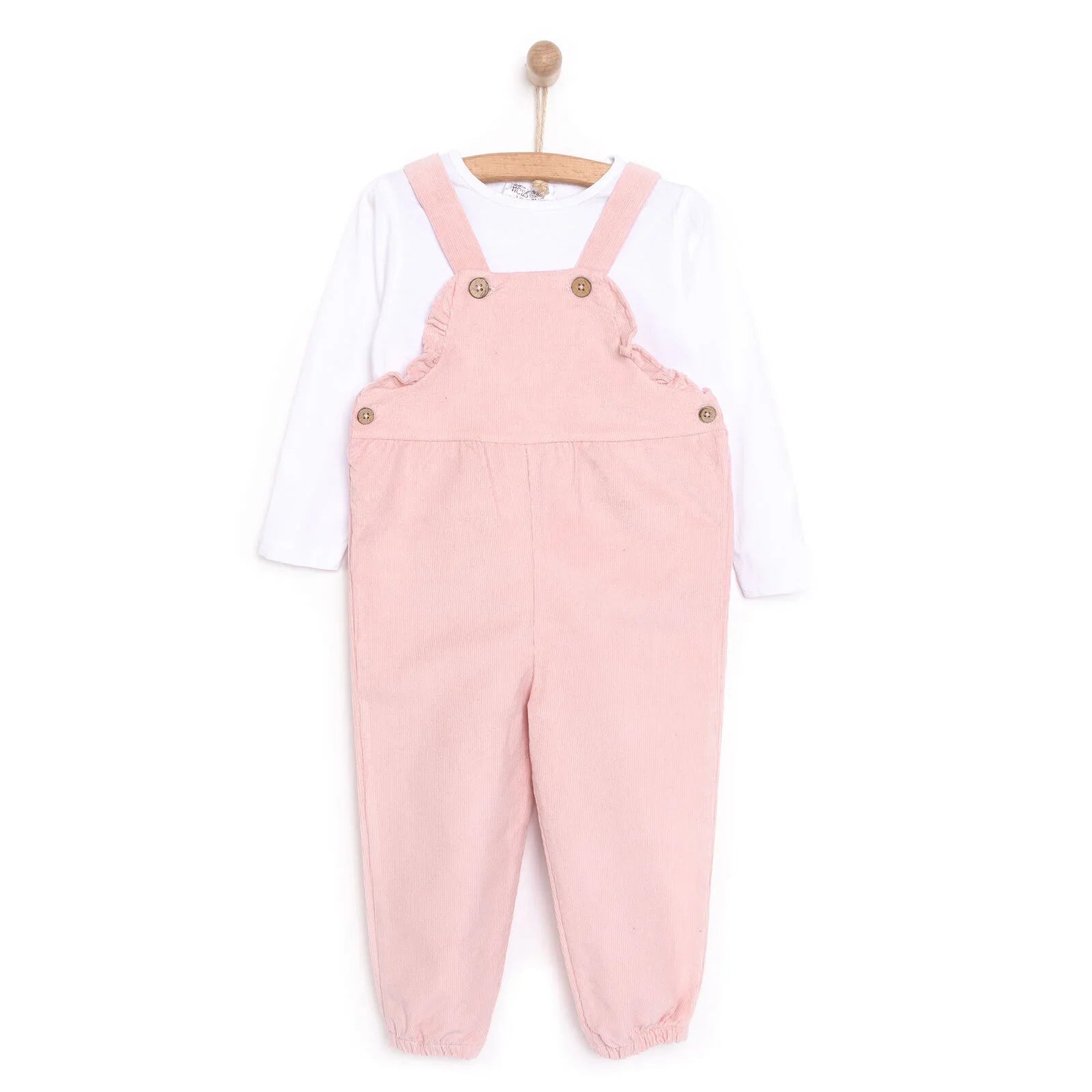 HelloBaby Basic Baby Girl Dungaree - Powder - mezetto ebebek ebebek