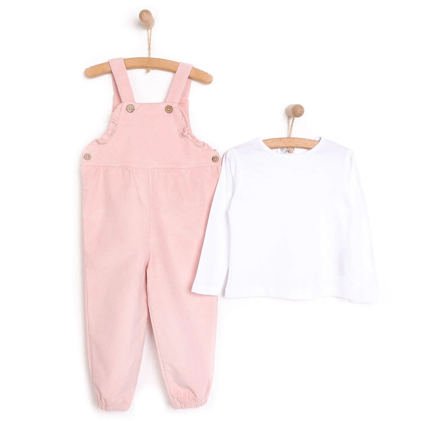 HelloBaby Basic Baby Girl Dungaree - Powder - mezetto ebebek ebebek
