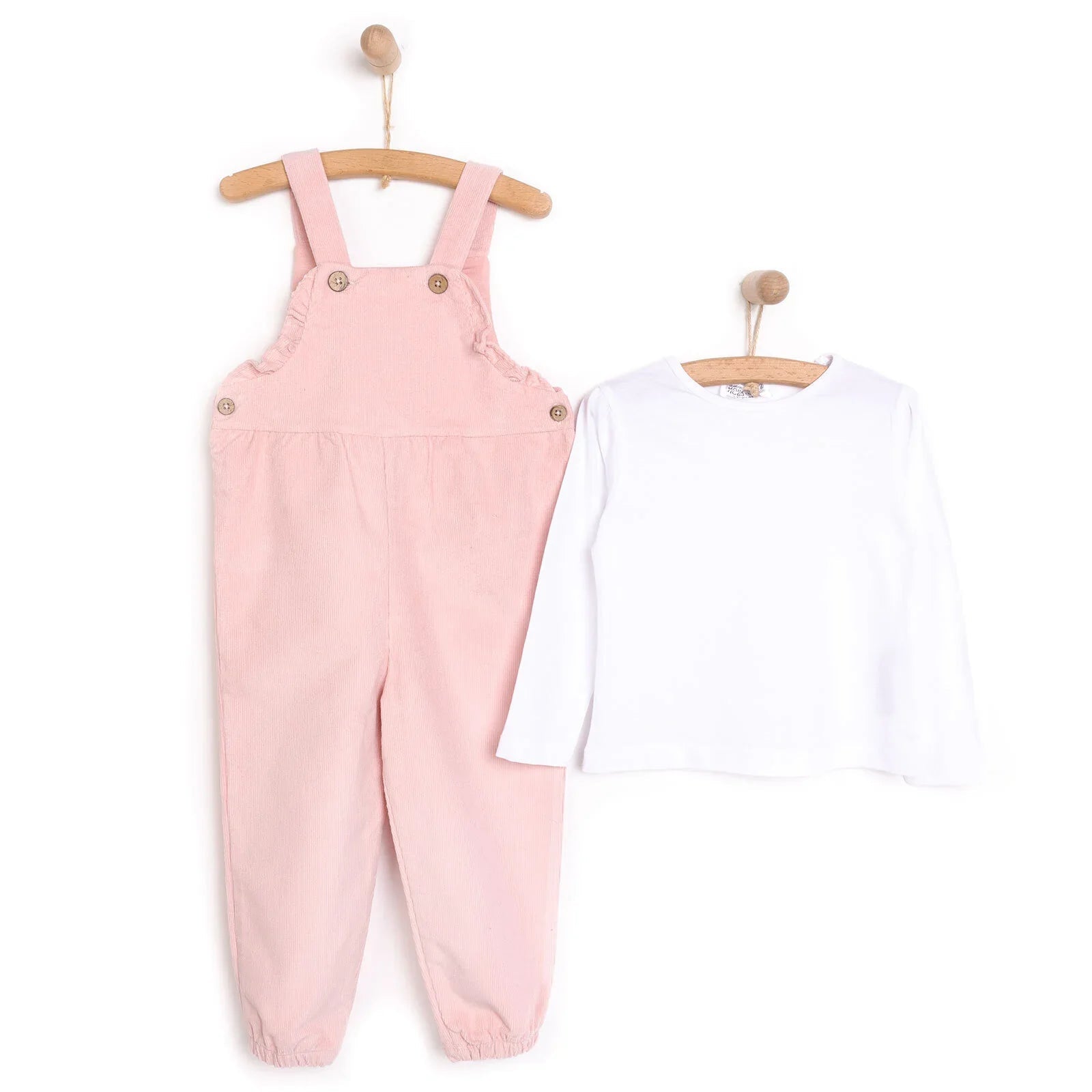 HelloBaby Basic Baby Girl Dungaree - Powder - mezetto ebebek ebebek