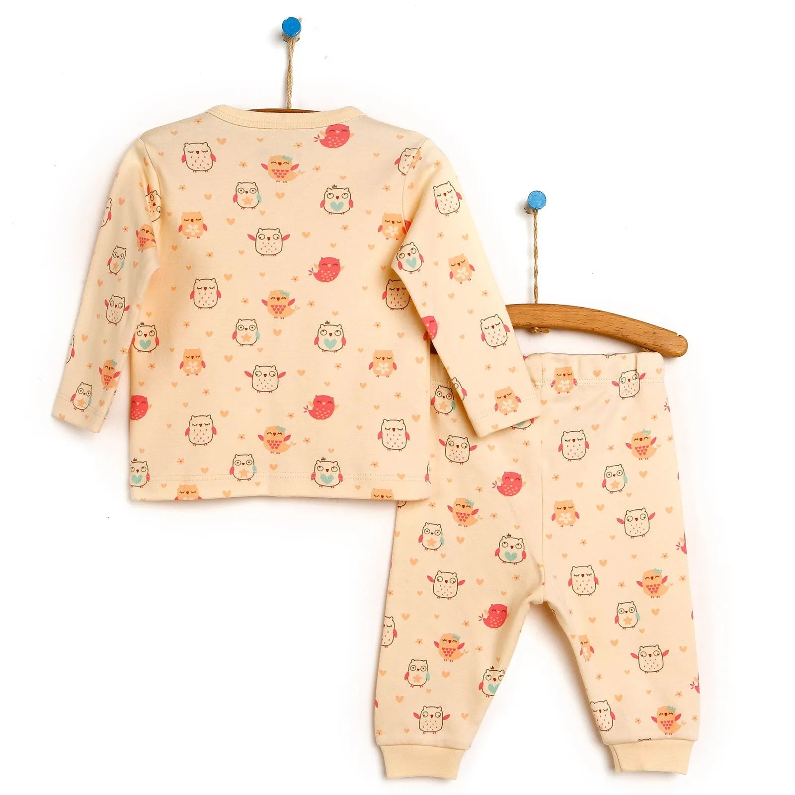 HelloBaby Basic Baby Girl Pyjamas Set - Ecru - mezetto ebebek ebebek