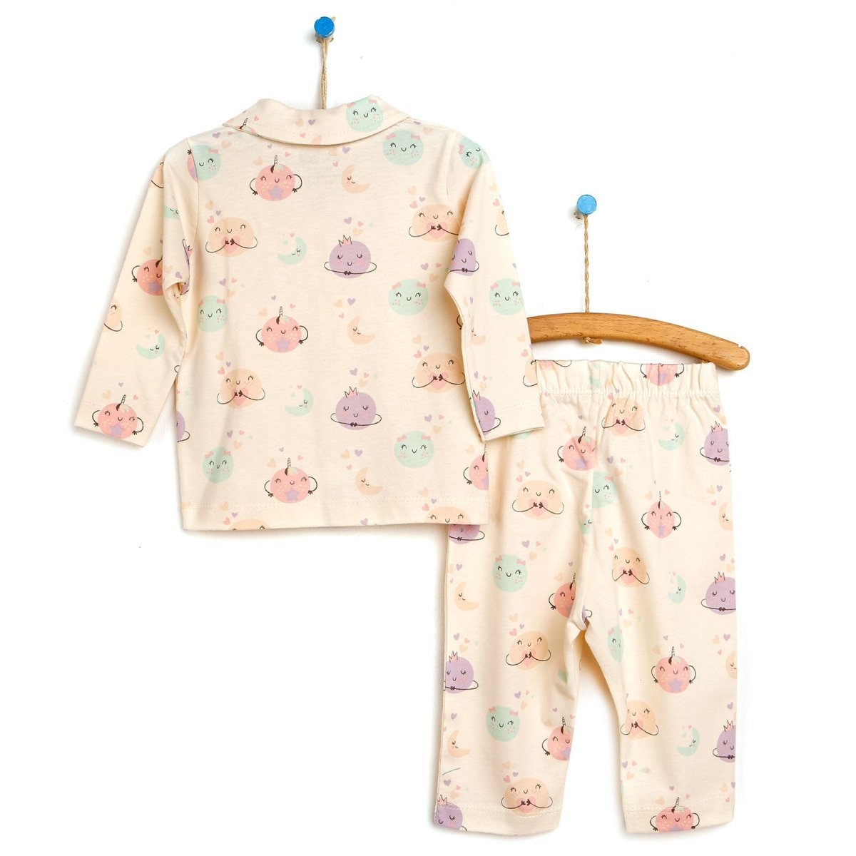 HelloBaby Basic Baby Girl Pyjamas Set - Ecru - mezetto ebebek ebebek