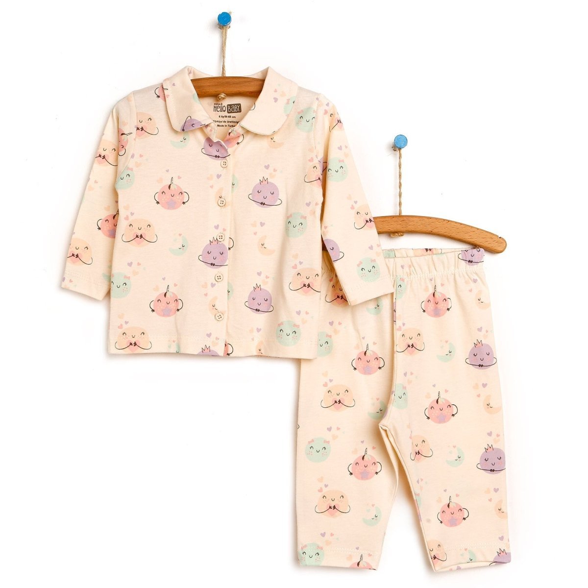 HelloBaby Basic Baby Girl Pyjamas Set - Ecru - mezetto ebebek ebebek