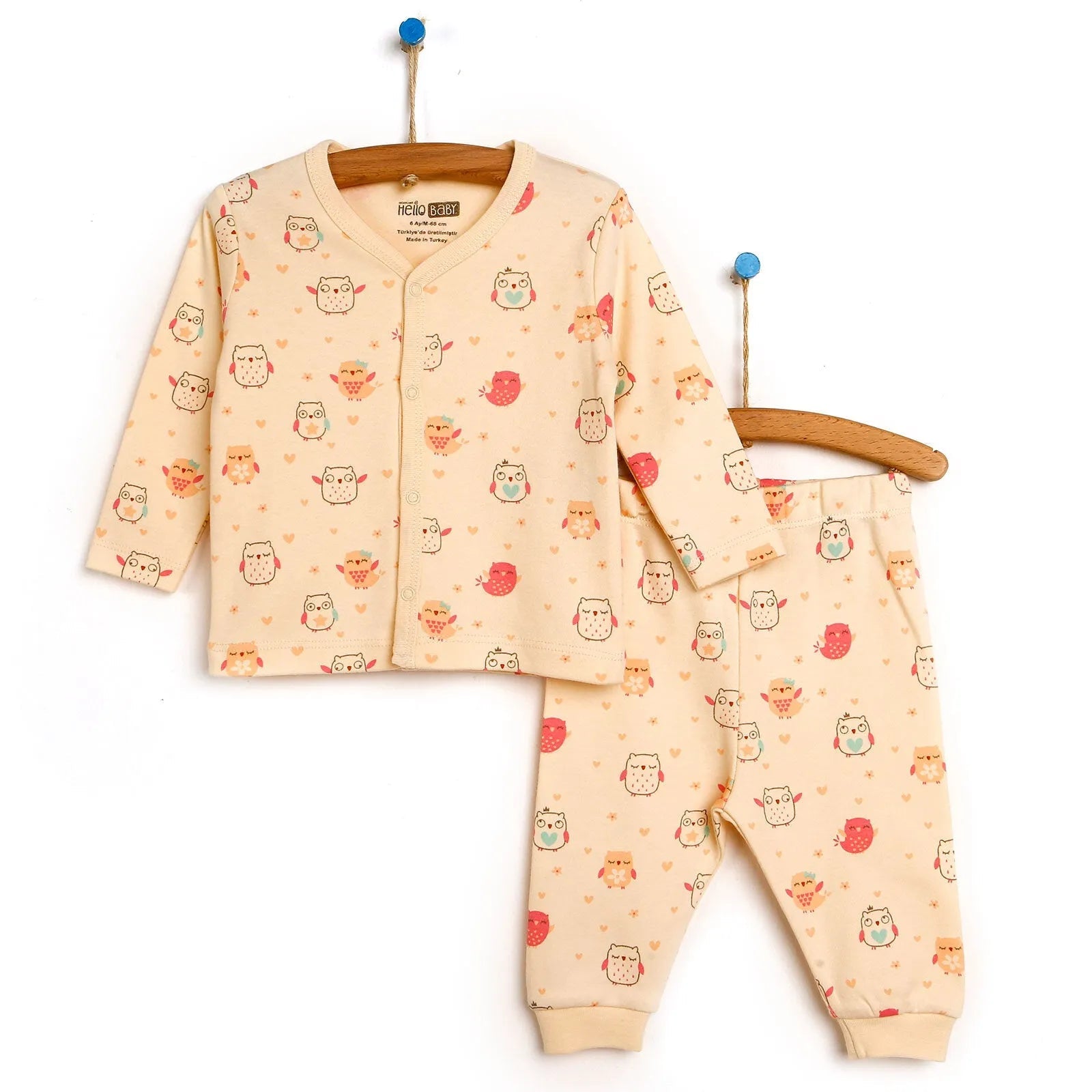 HelloBaby Basic Baby Girl Pyjamas Set - Ecru - mezetto ebebek ebebek