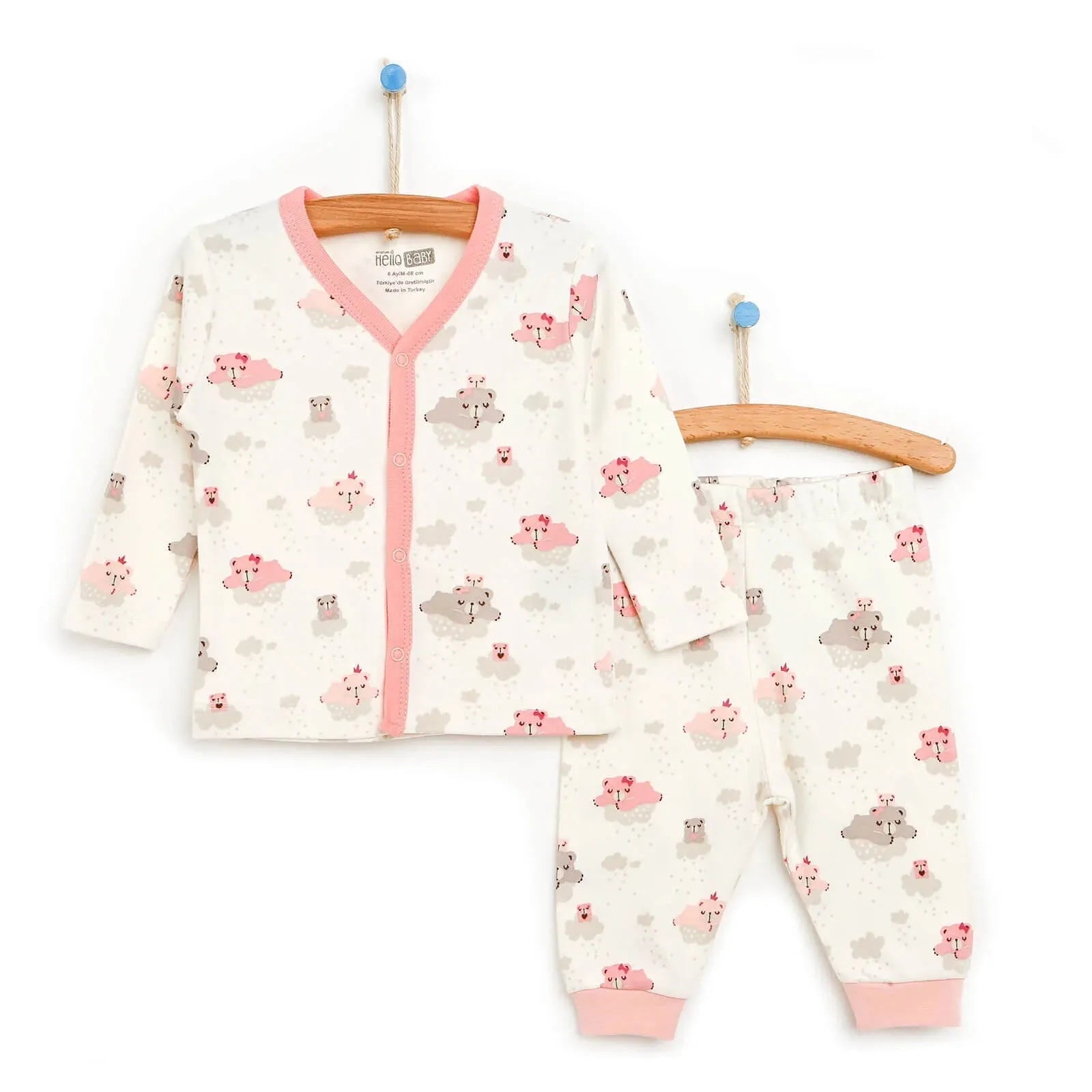 HelloBaby Basic Baby Girl Pyjamas Set - Light Pink - mezetto ebebek ebebek