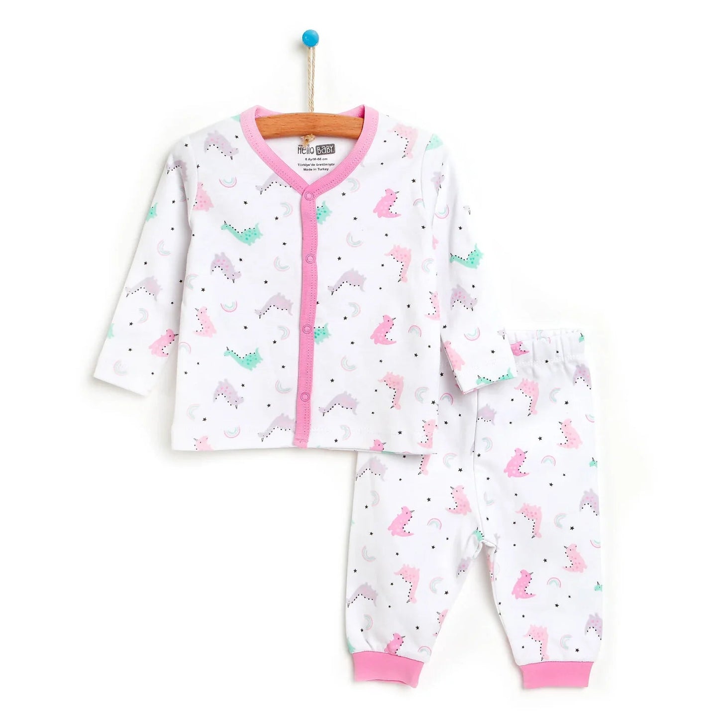 HelloBaby Basic Baby Girl Pyjamas Set - White - mezetto ebebek ebebek