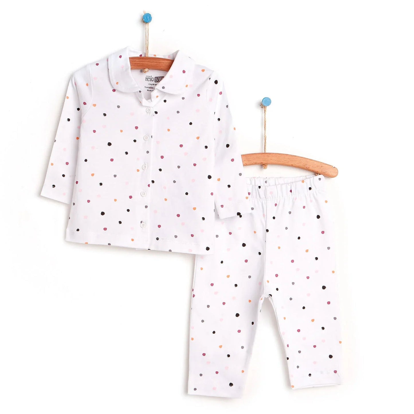 HelloBaby Basic Baby Girl Pyjamas Set - White - mezetto ebebek ebebek