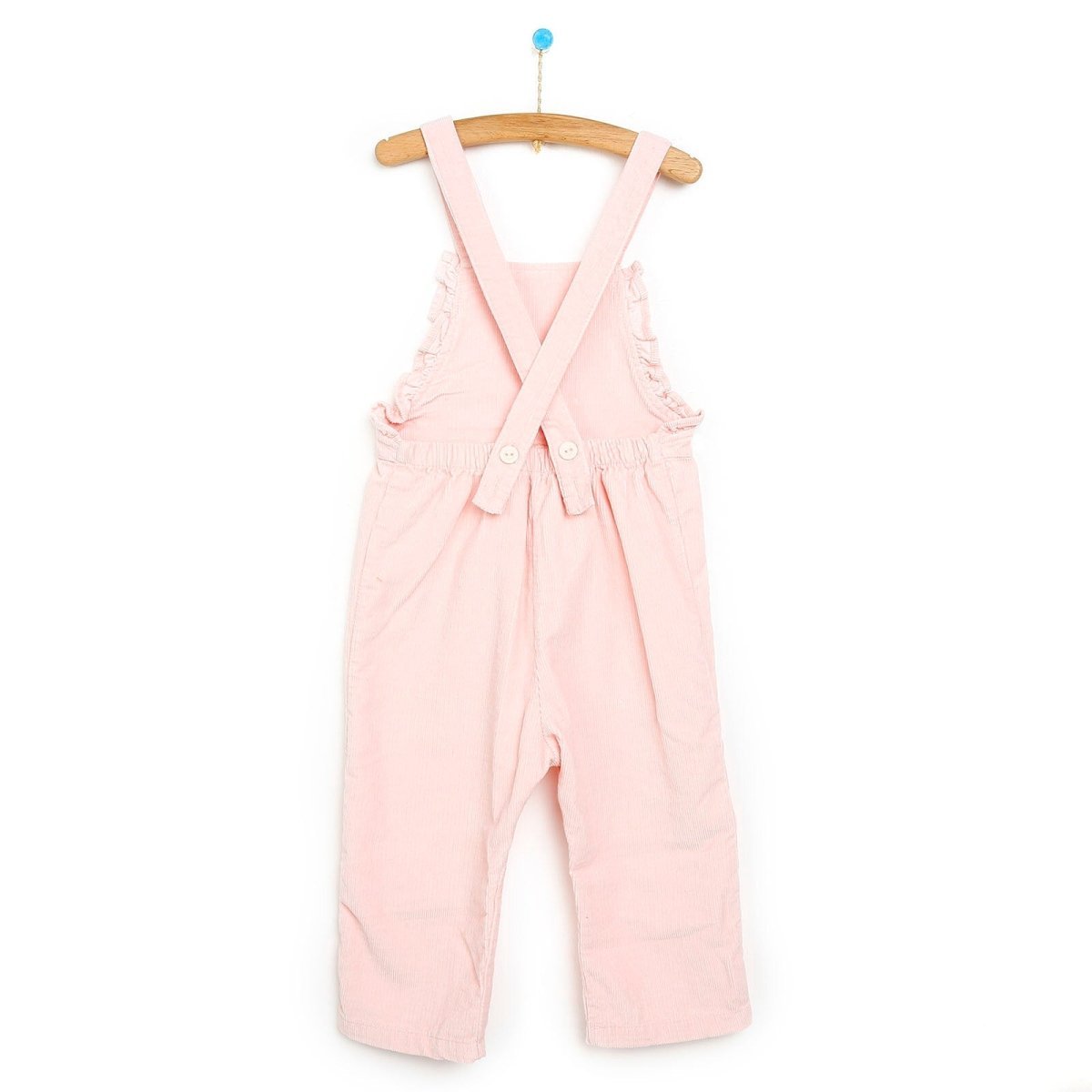 HelloBaby Basic Baby Girl Velvet Overall - Pink - mezetto ebebek ebebek