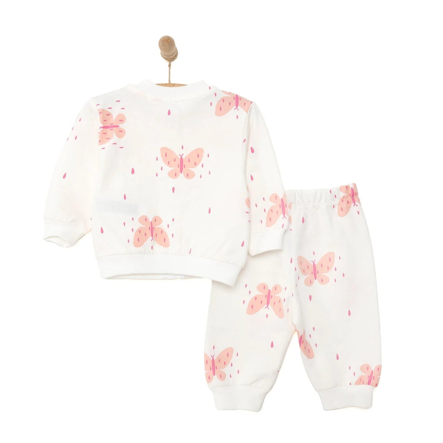 HelloBaby Basic Baby Girl Zippered Joggers - Ecru - mezetto ebebek ebebek