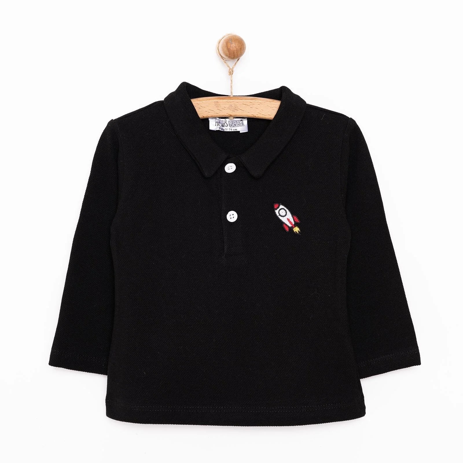 HelloBaby Basic Boy Camisole Long Sleeve T-shirt - Black - mezetto ebebek ebebek