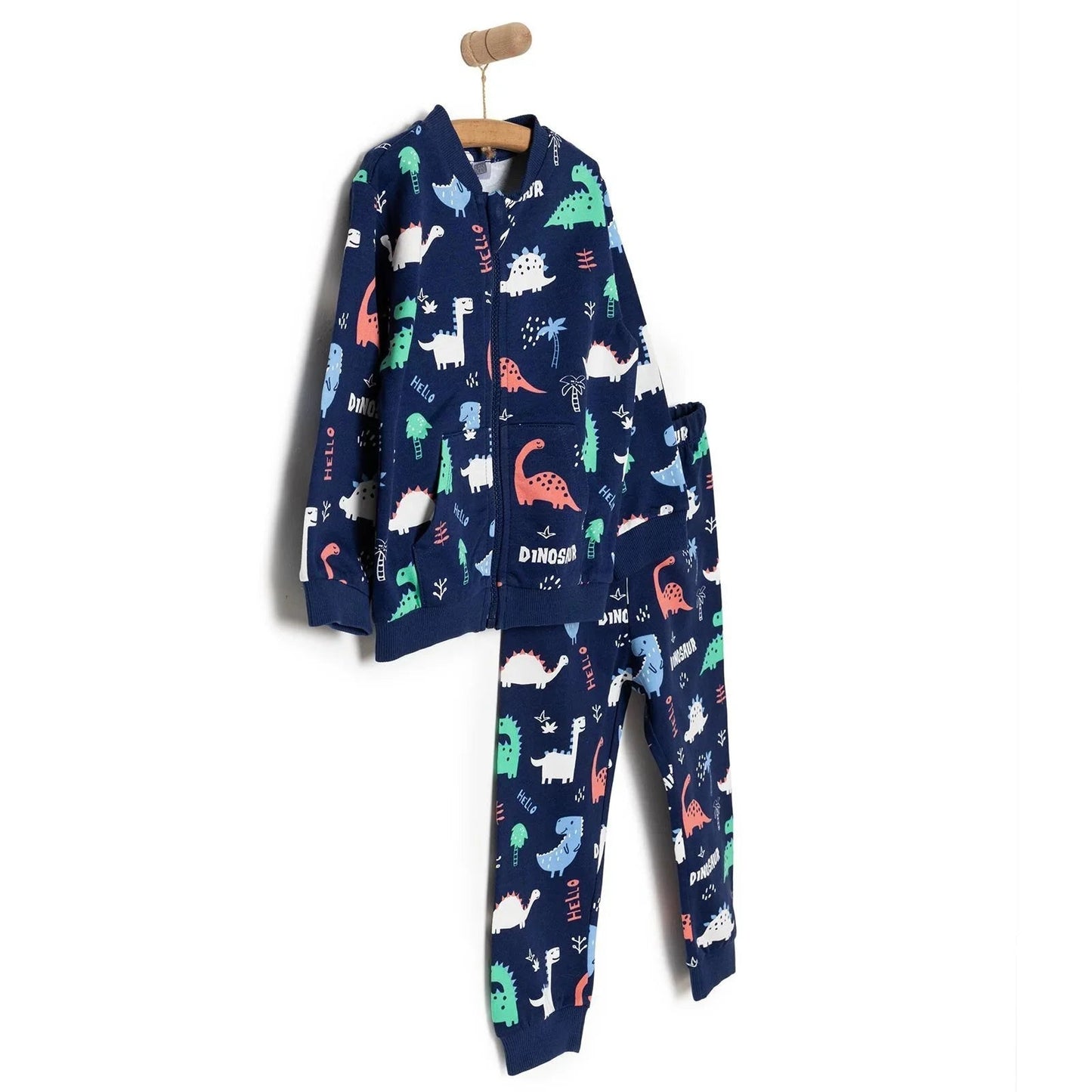 HelloBaby Basic Boy Dinosaur Patterned Jumpsuit - Printed - mezetto ebebek ebebek