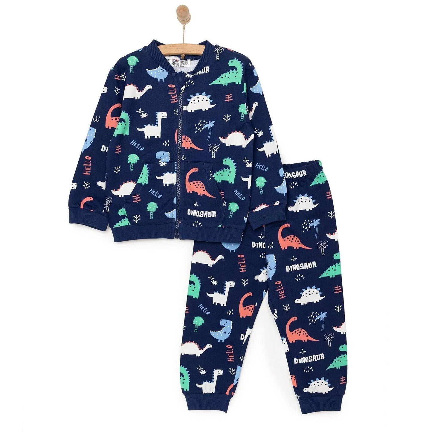 HelloBaby Basic Boy Dinosaur Patterned Jumpsuit - Printed - mezetto ebebek ebebek