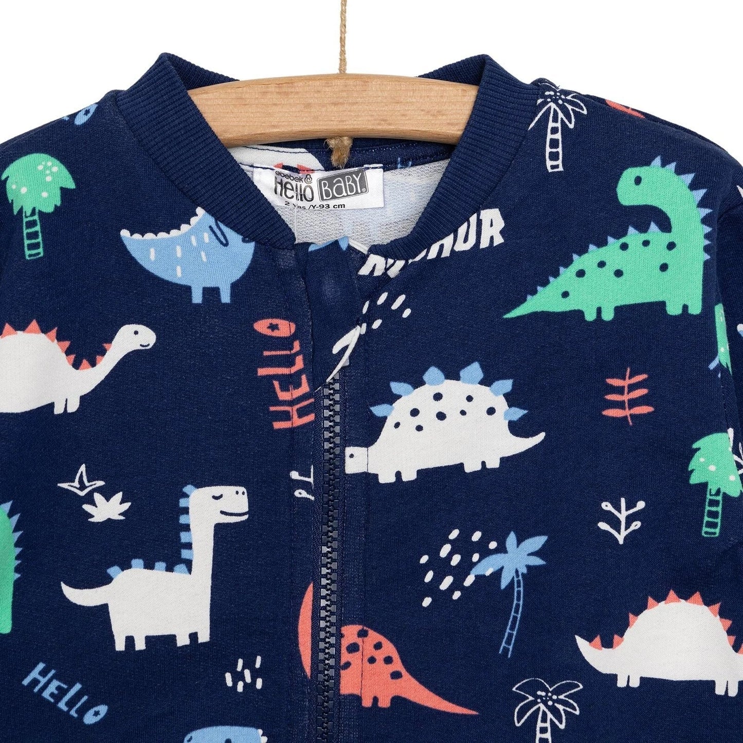 HelloBaby Basic Boy Dinosaur Patterned Jumpsuit - Printed - mezetto ebebek ebebek