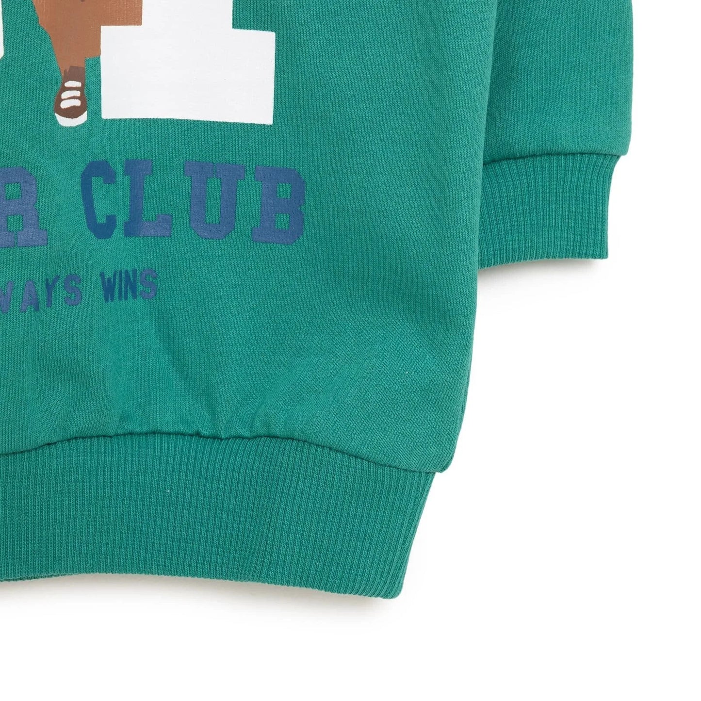 HelloBaby Basic Boy Low Raised Bear Printed Sweatshirt - Dark Green - mezetto ebebek ebebek