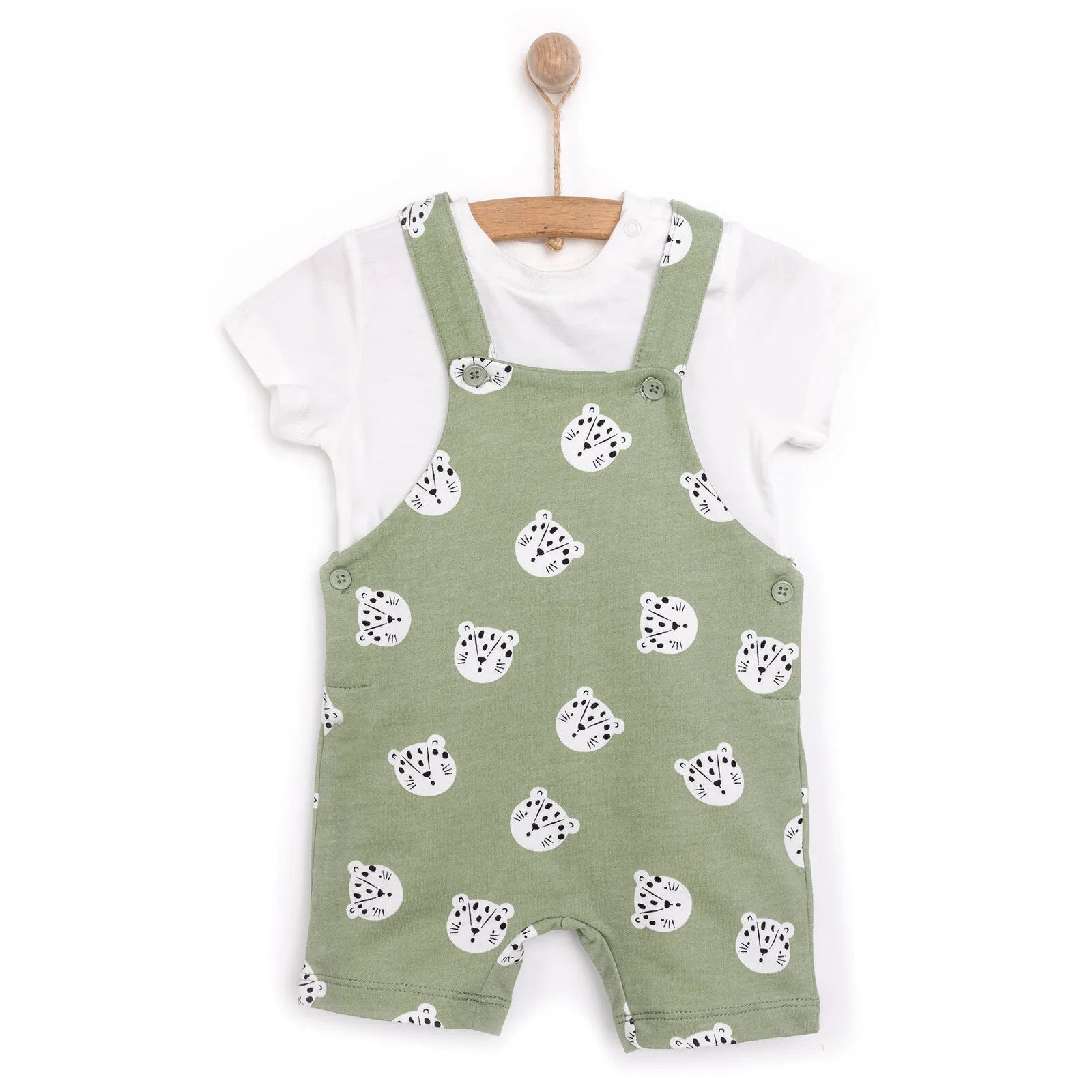 HelloBaby Basic Boy Overall Short - White - mezetto ebebek ebebek