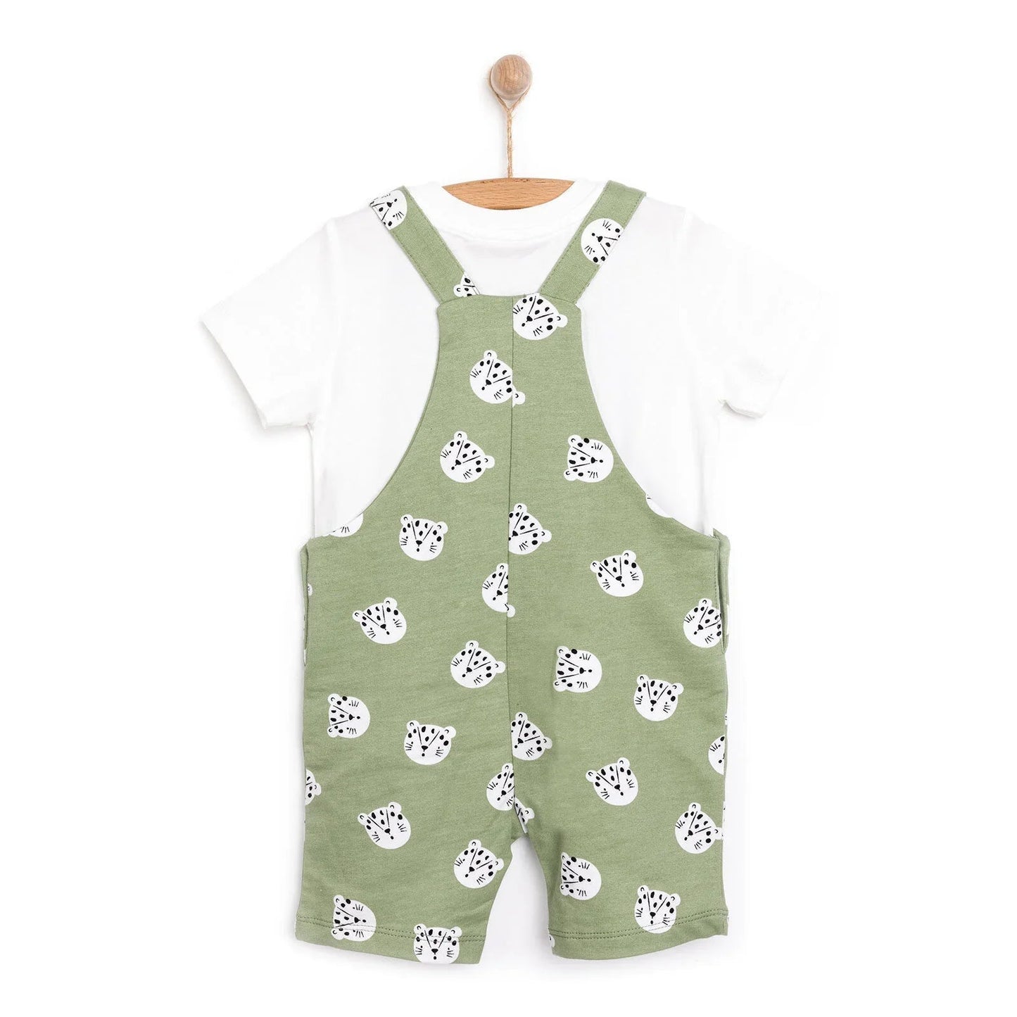HelloBaby Basic Boy Overall Short - White - mezetto ebebek ebebek