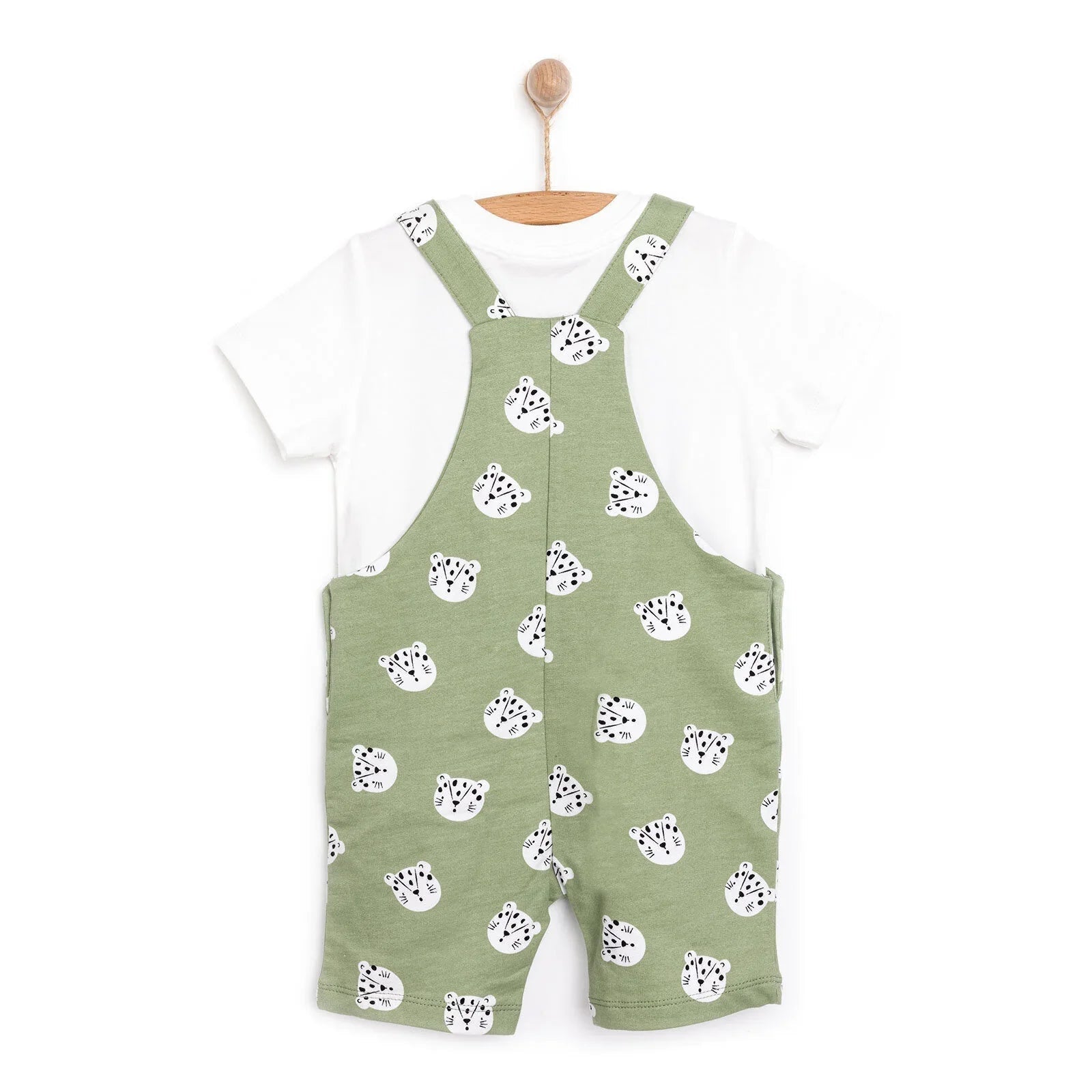 HelloBaby Basic Boy Overall Short - White - mezetto ebebek ebebek