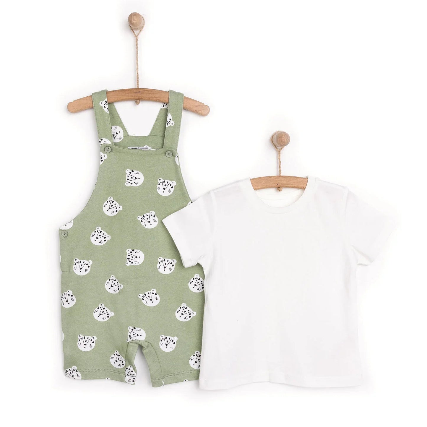 HelloBaby Basic Boy Overall Short - White - mezetto ebebek ebebek