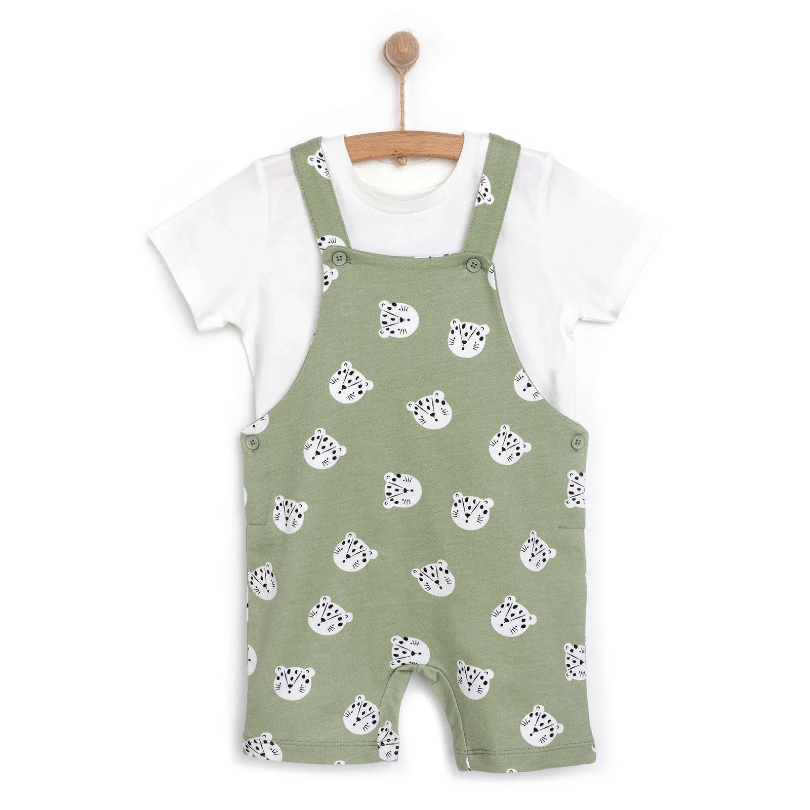 HelloBaby Basic Boy Overall Short - White - mezetto ebebek ebebek