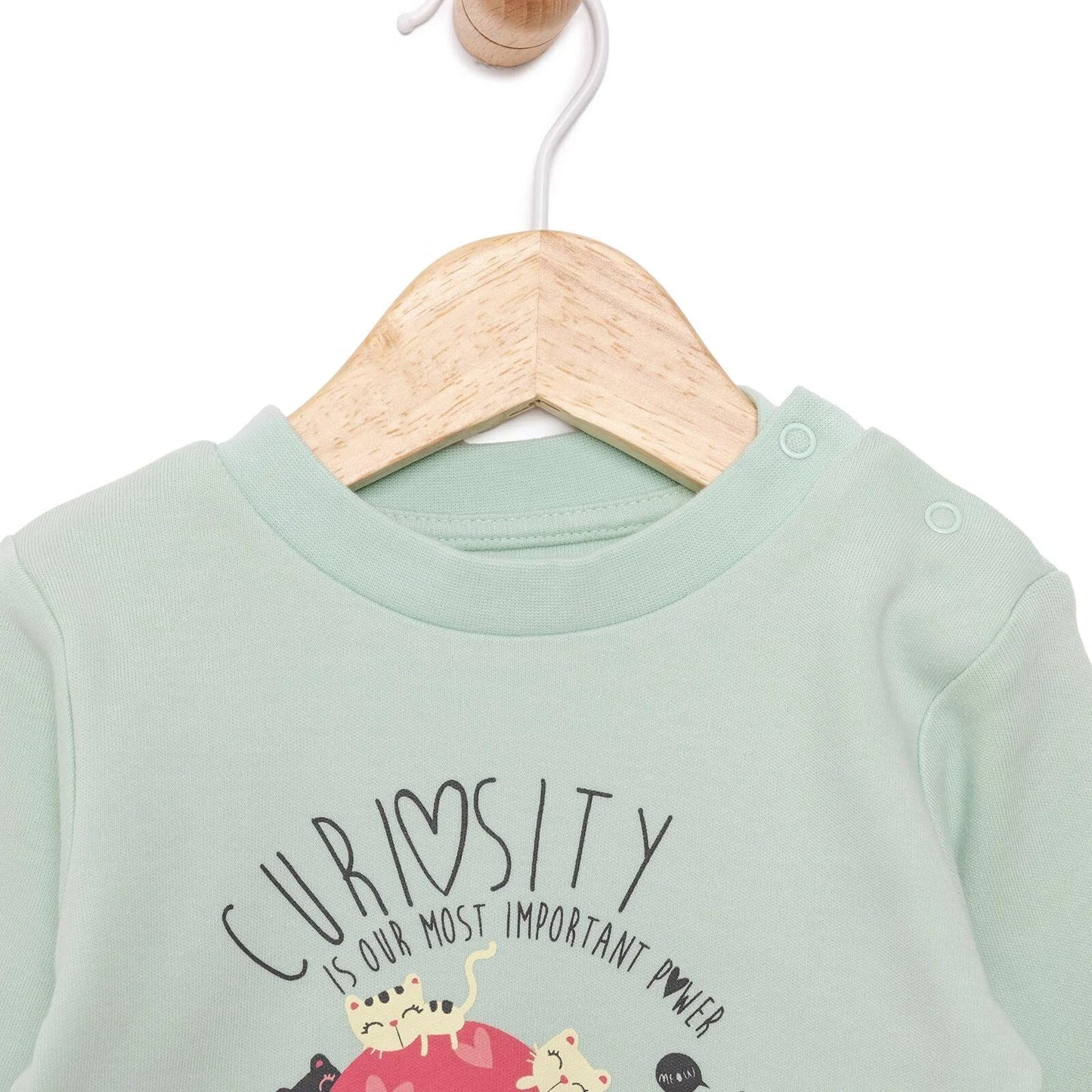 HelloBaby Basic Cat Printed Interlock Long Sleeve T-Shirt - Multicolour - mezetto ebebek ebebek