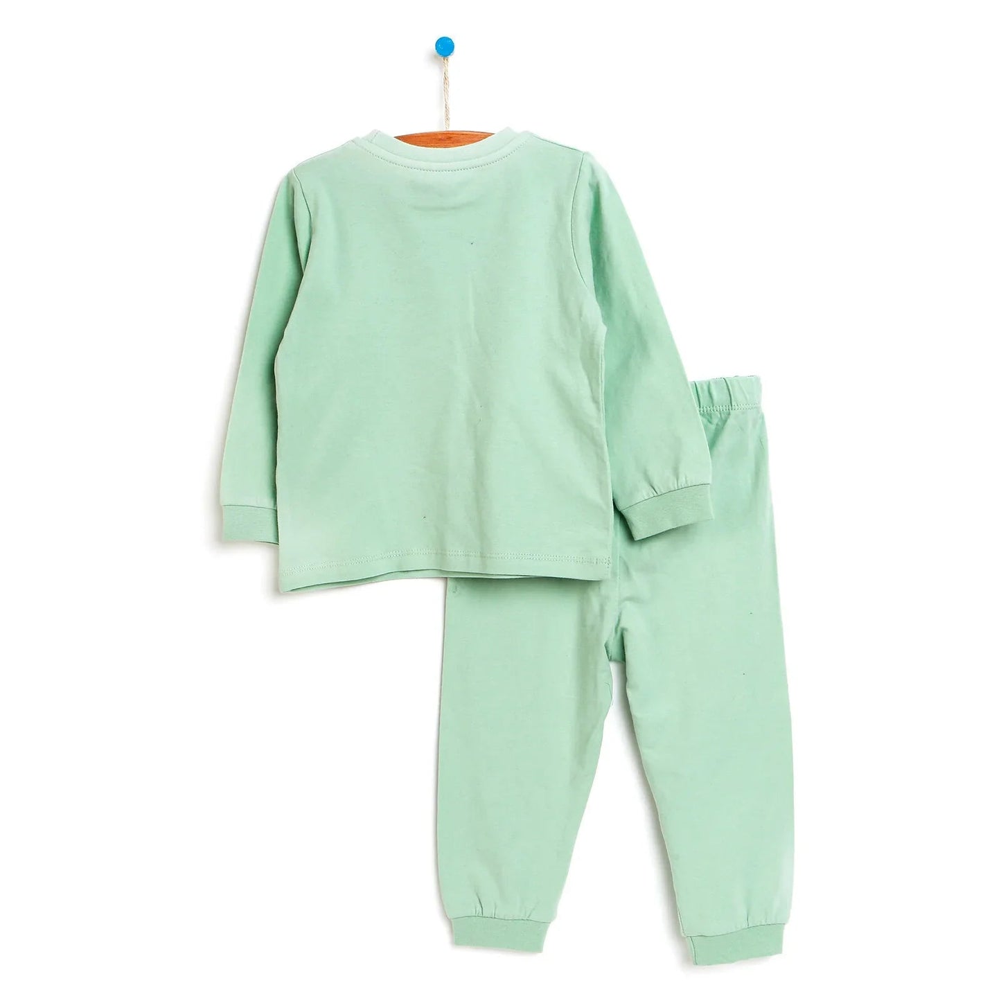 HelloBaby Basic Collared Neck Pyjamas Set - Mint - mezetto ebebek ebebek
