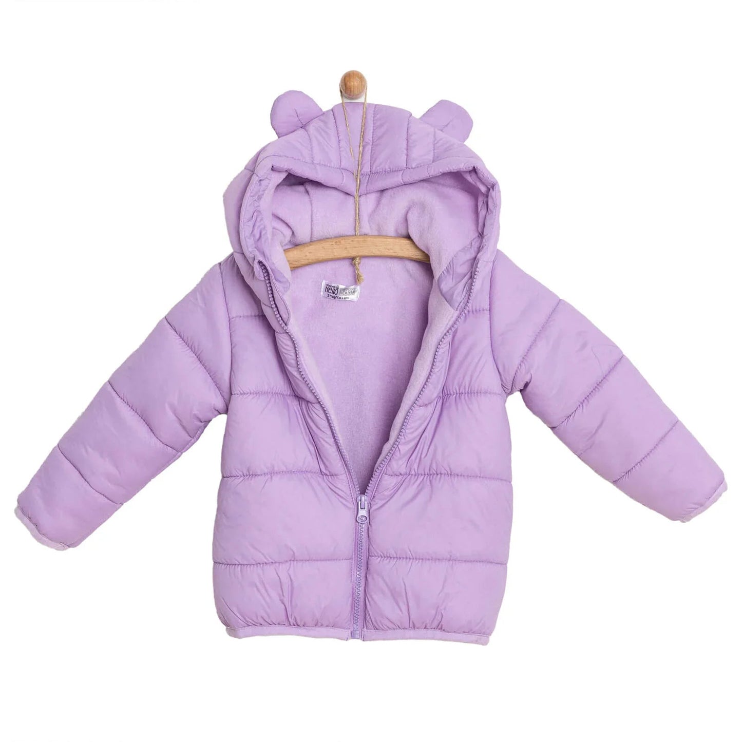 HelloBaby Basic Eared Hoodie Coat - Lilac - mezetto ebebek ebebek