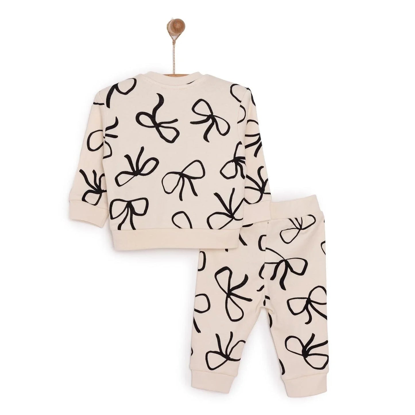 HelloBaby Basic Girl Bow Printed Jogging Set - mezetto ebebek ebebek