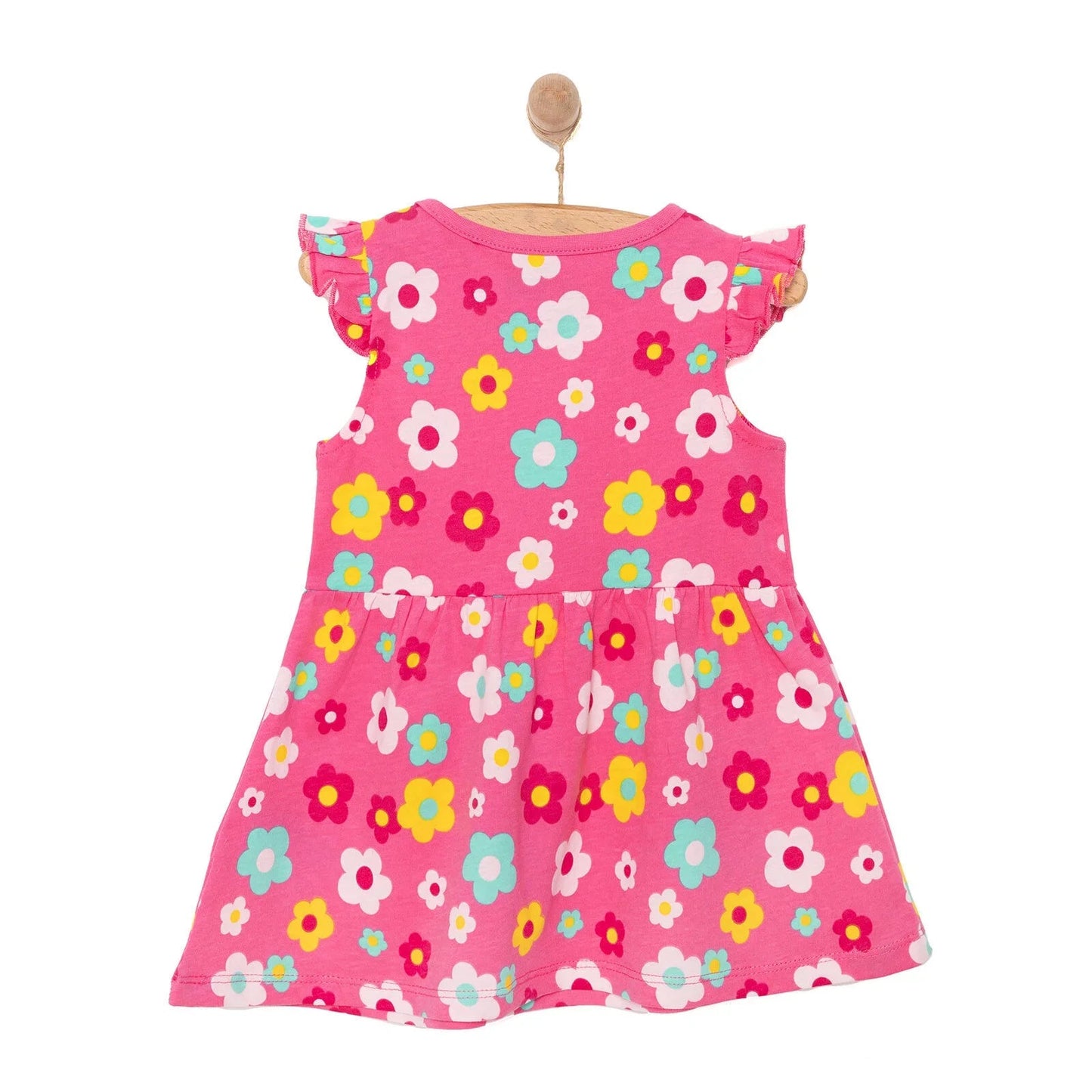 HelloBaby Basic Girl Daisy Patterned Dress - Pink - mezetto ebebek ebebek