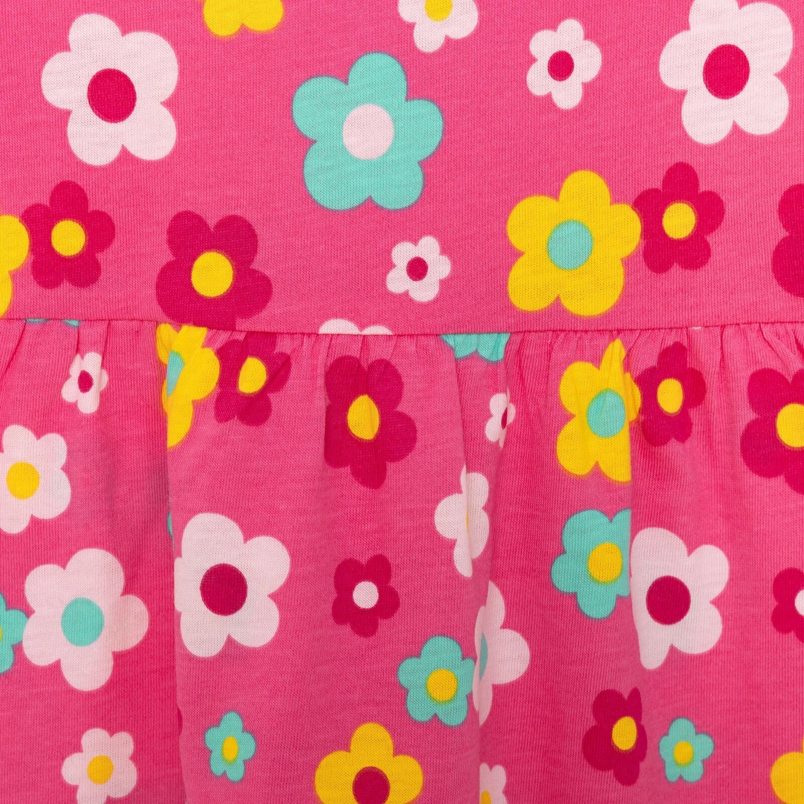 HelloBaby Basic Girl Daisy Patterned Dress - Pink - mezetto ebebek ebebek