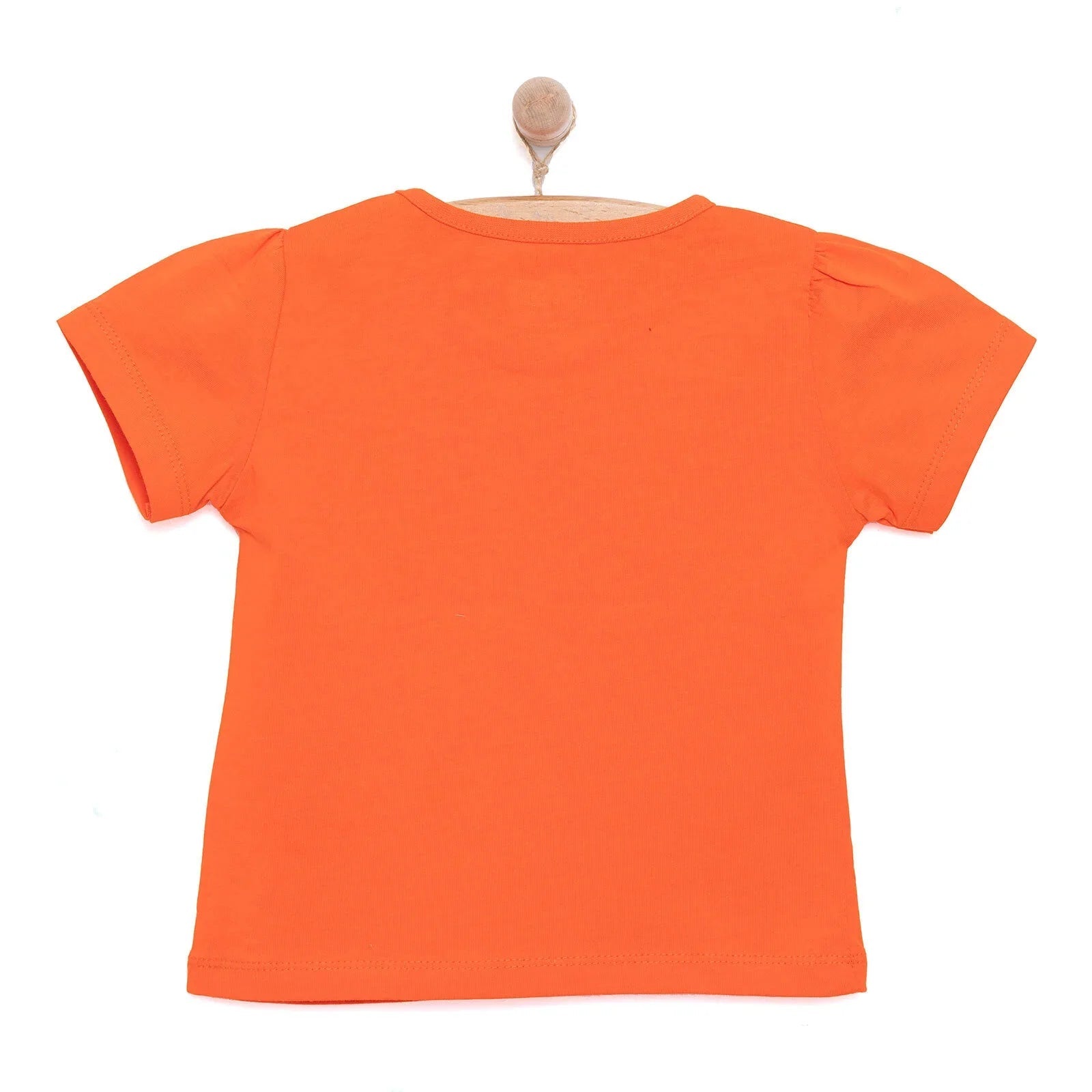 HelloBaby Basic Girl Daisy Patterned T-shirt - Coral - mezetto ebebek ebebek