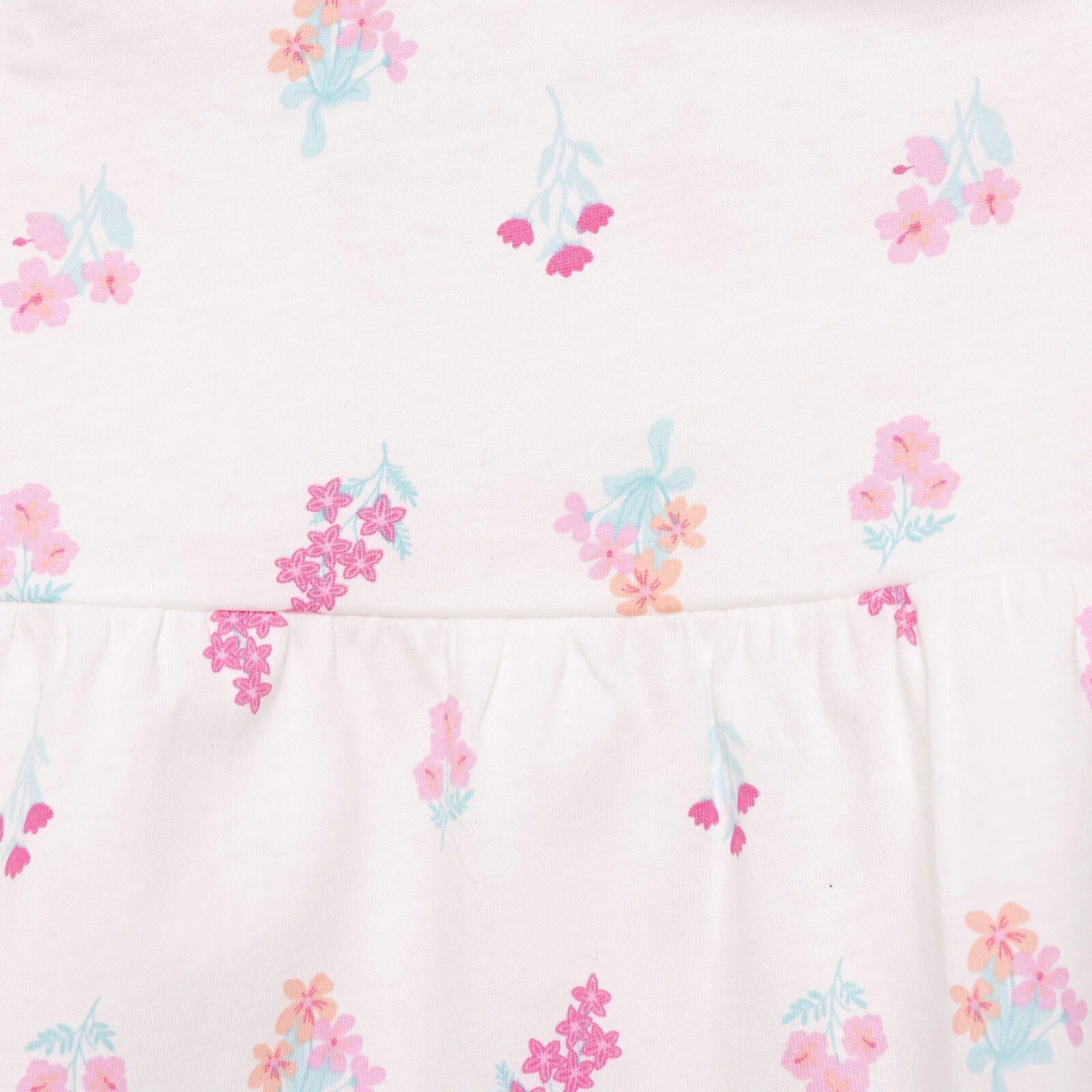 HelloBaby Basic Girl Flower Patterned Dress - Ecru - mezetto ebebek ebebek