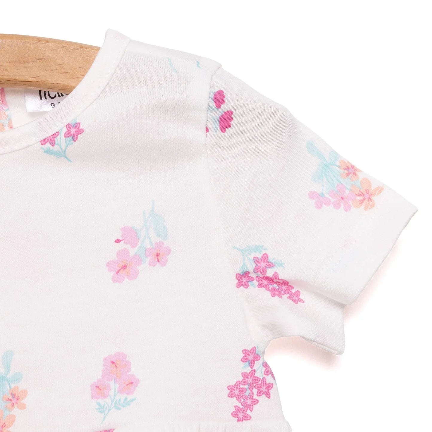 HelloBaby Basic Girl Flower Patterned Dress - Ecru - mezetto ebebek ebebek