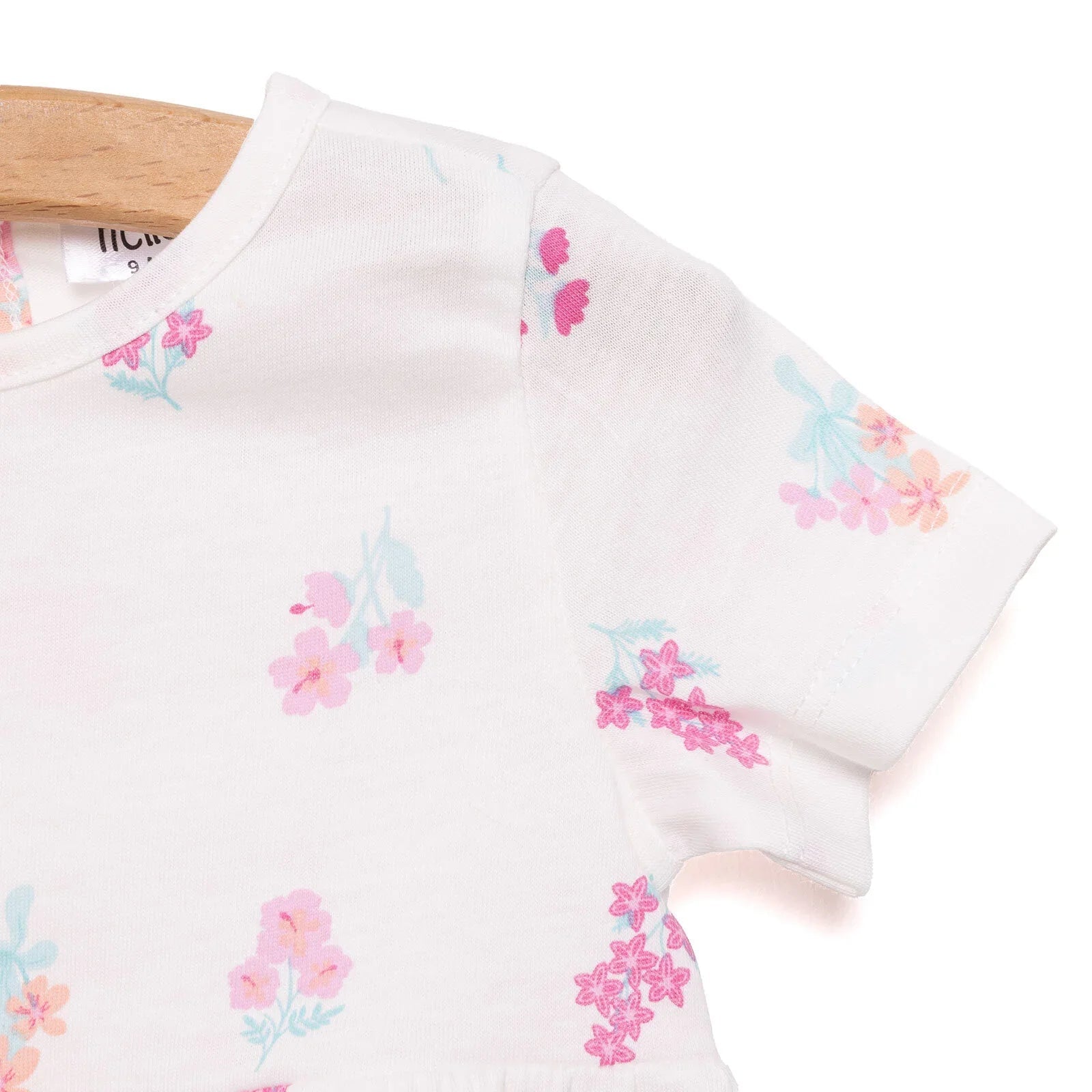 HelloBaby Basic Girl Flower Patterned Dress - Ecru - mezetto ebebek ebebek