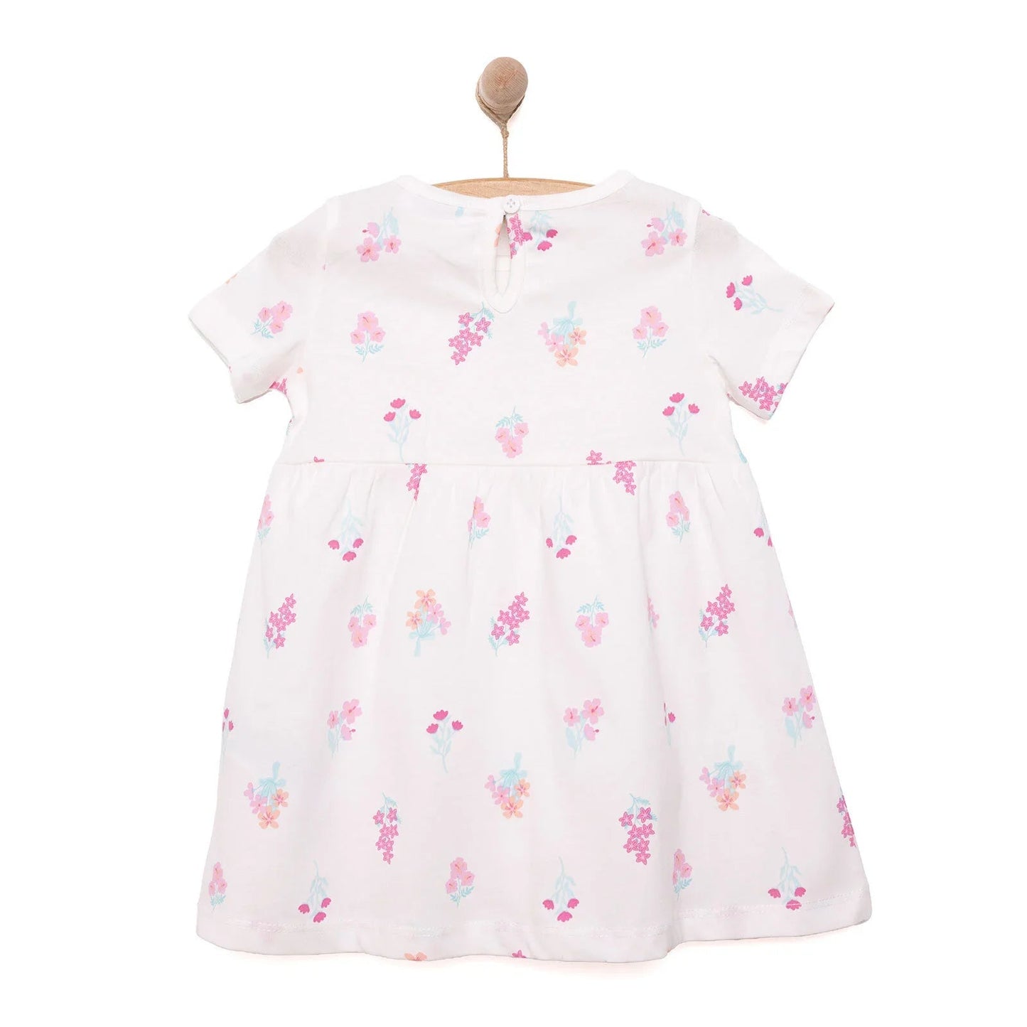 HelloBaby Basic Girl Flower Patterned Dress - Ecru - mezetto ebebek ebebek