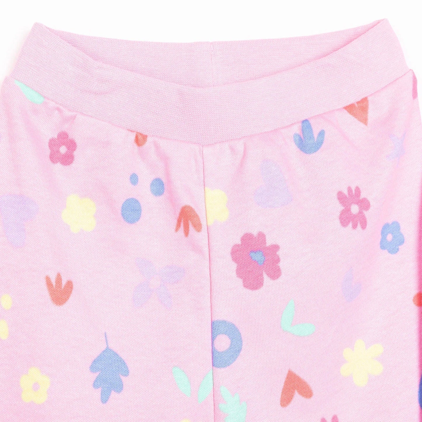 HelloBaby Basic Girl Flower Patterned Footed Bottom 2 pcs - Pink - mezetto ebebek ebebek