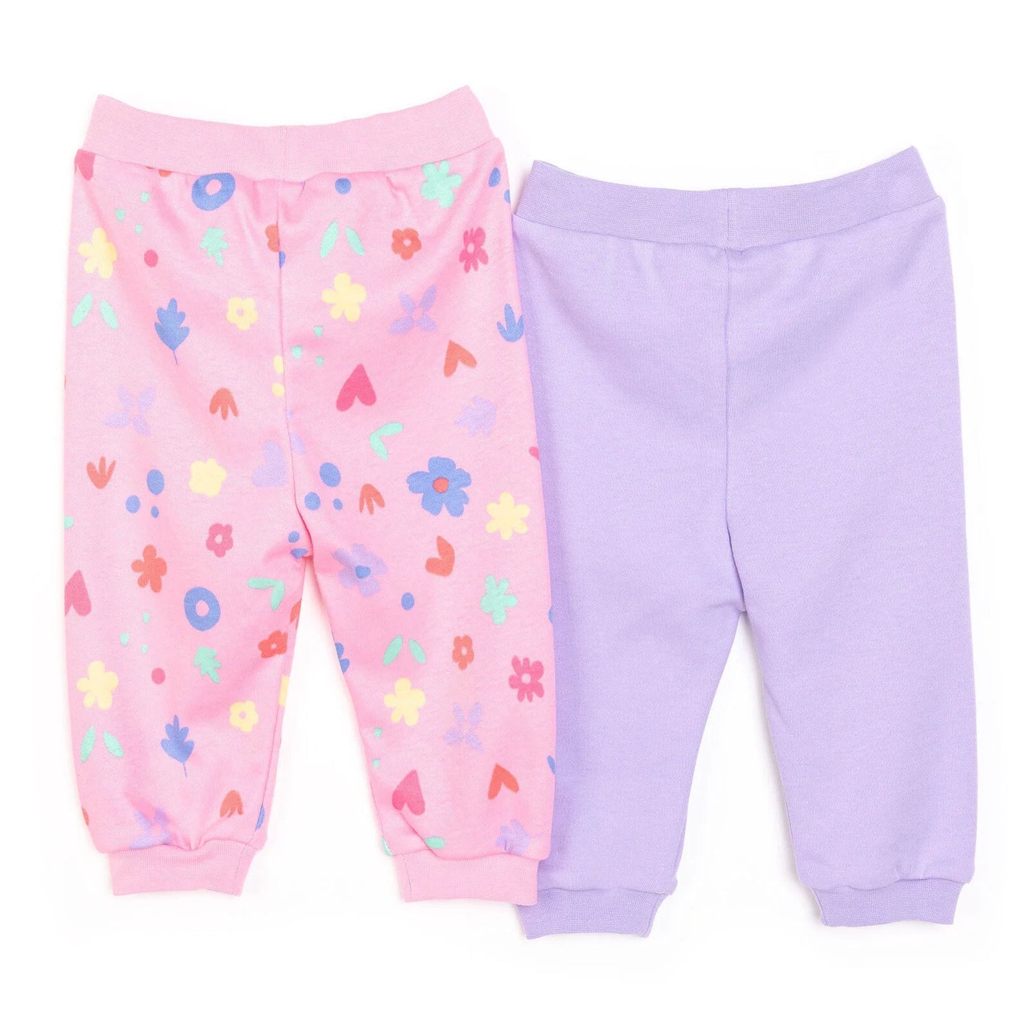 HelloBaby Basic Girl Flower Patterned Footed Bottom 2 pcs - Pink - mezetto ebebek ebebek